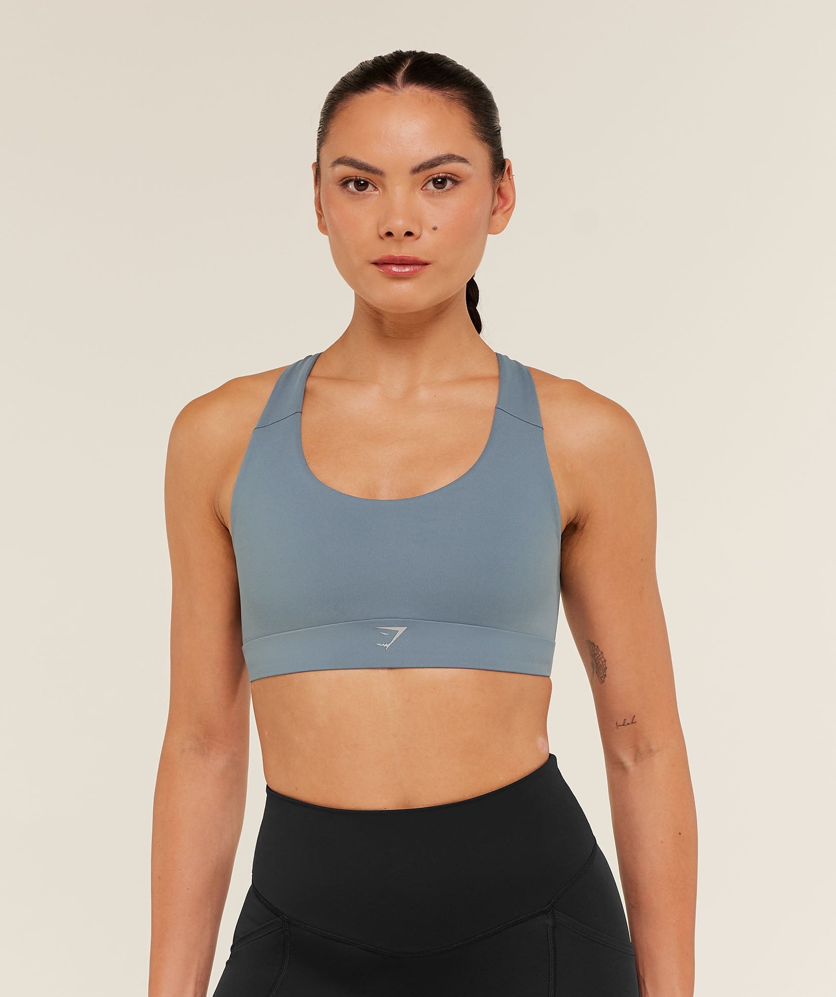 Women's Gymshark Medium Support Running Sports Bra Iron Blue