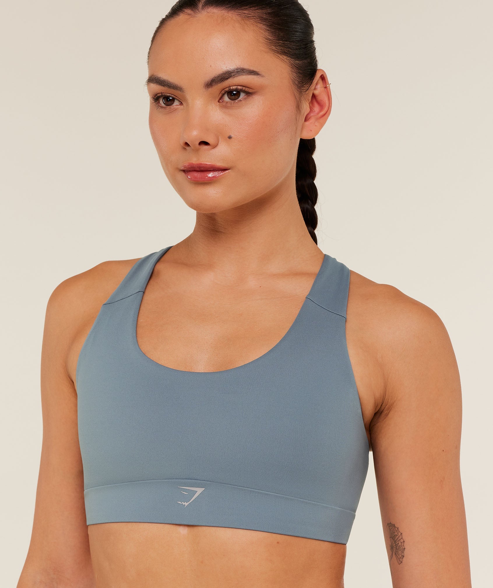 Women's Gymshark Medium Support Running Sports Bra Iron Blue