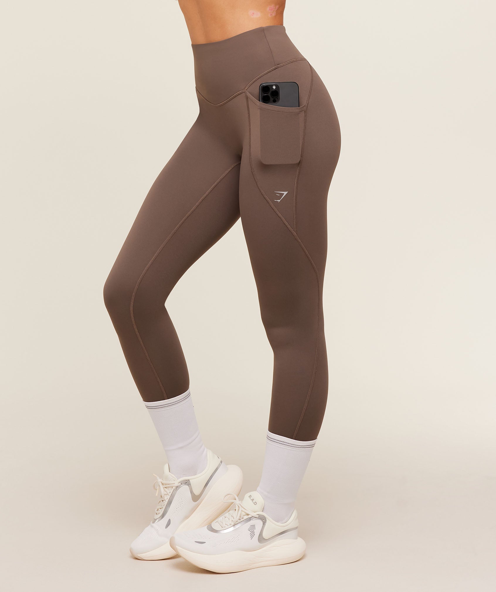 Women's Gymshark Running Pocket Leggings Camo Brown