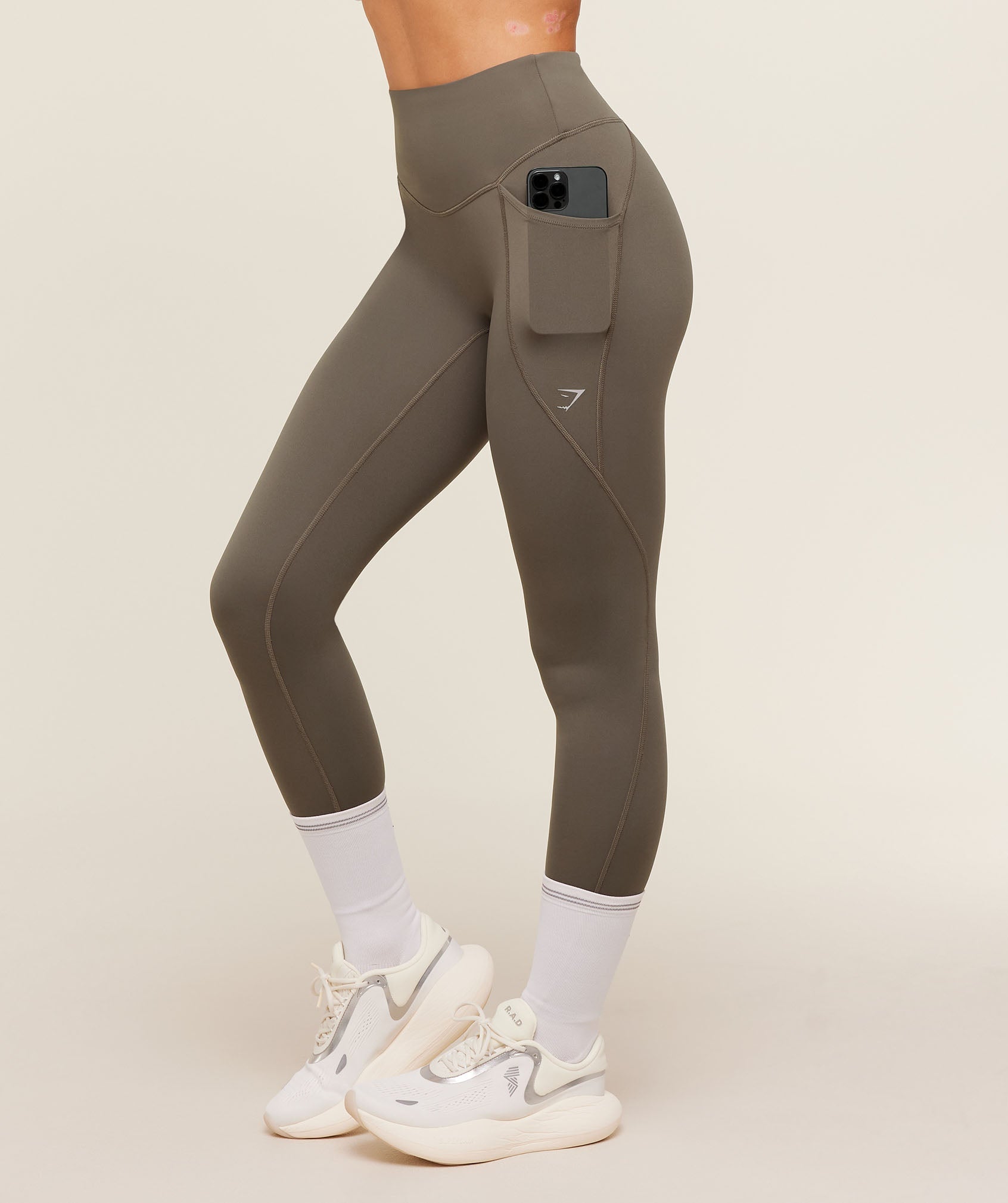 Women's Gymshark Running Pocket Leggings Camo Brown
