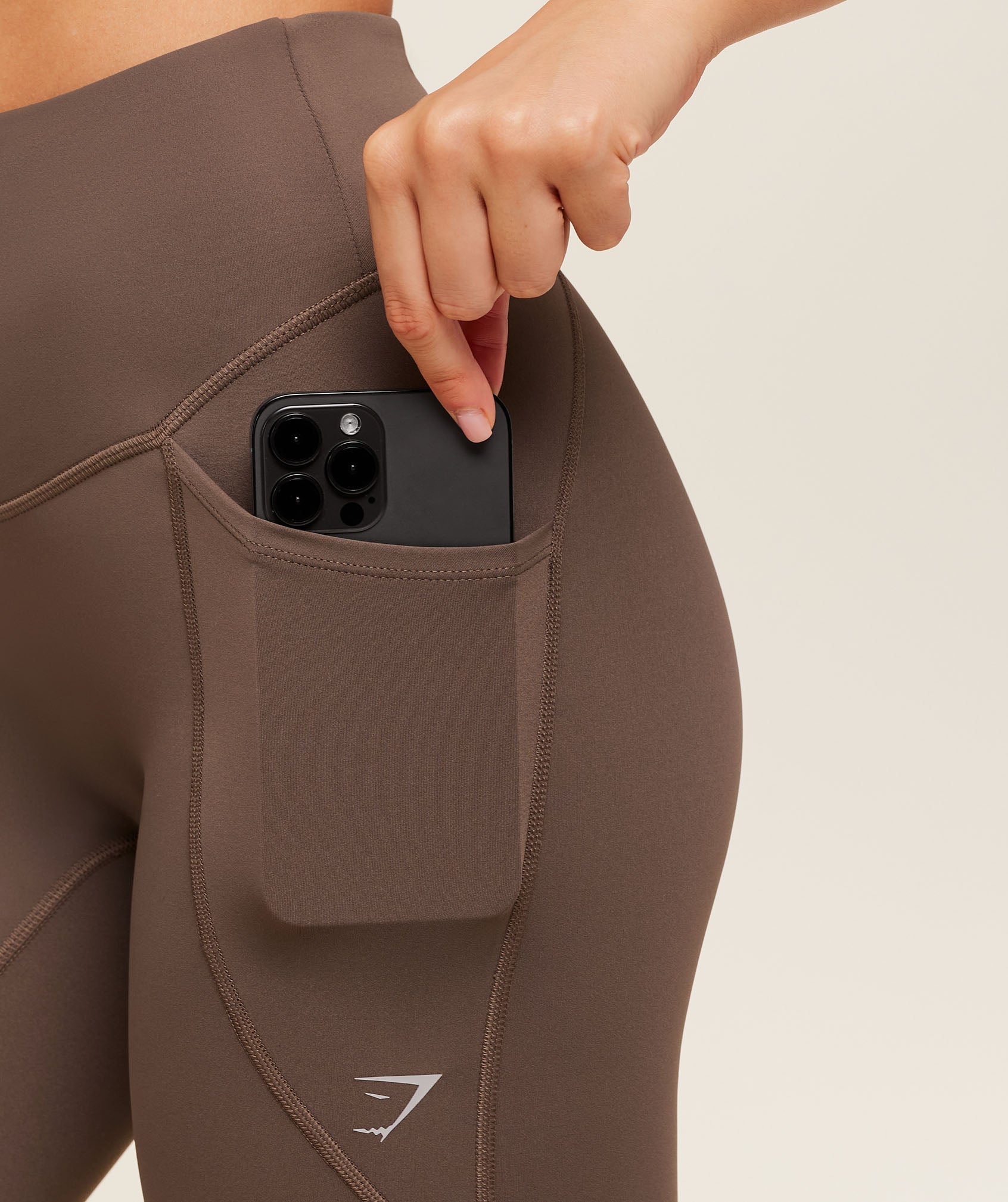 Women's Gymshark Running Pocket Leggings Camo Brown