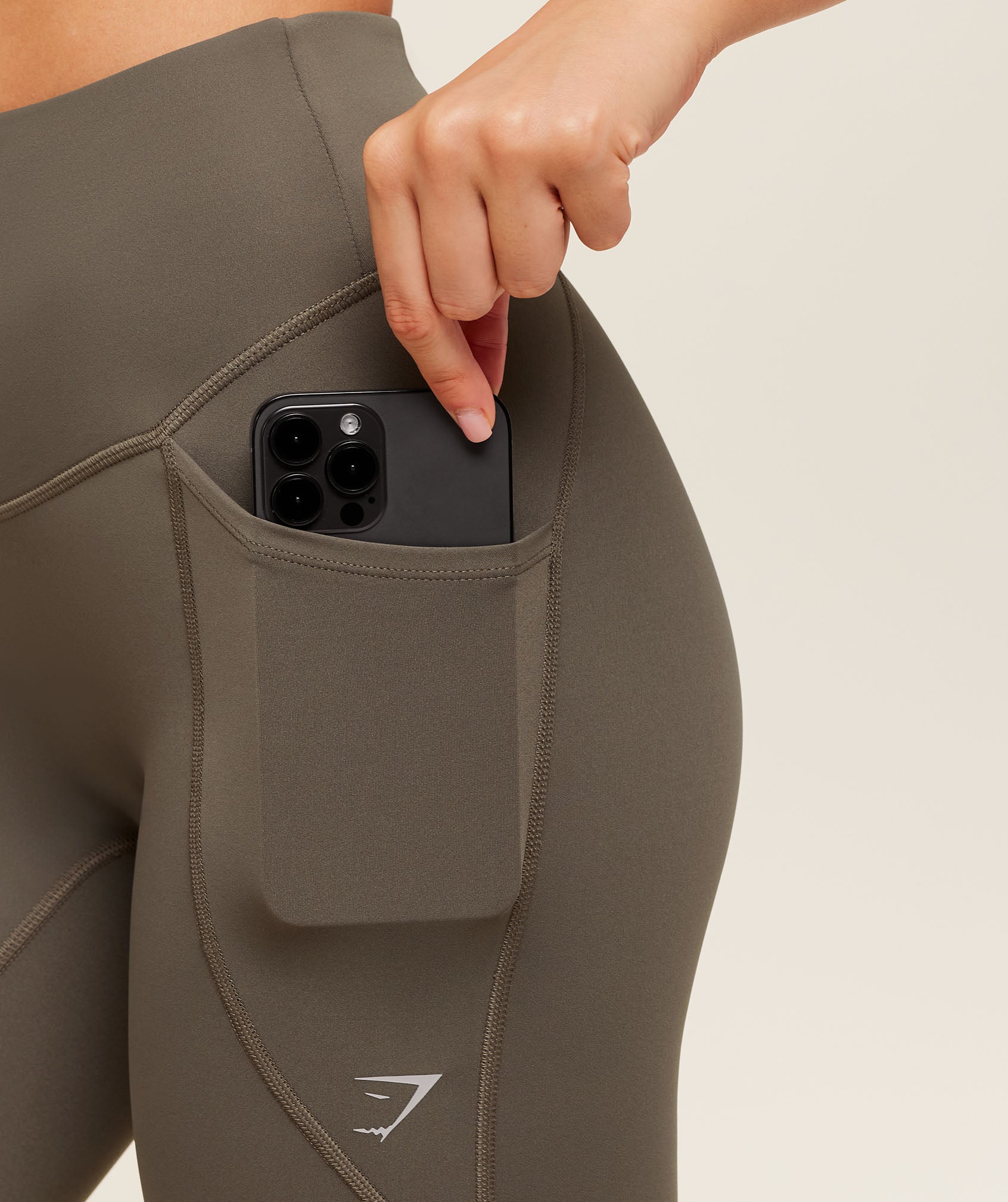 Women's Gymshark Running Pocket Leggings Camo Brown