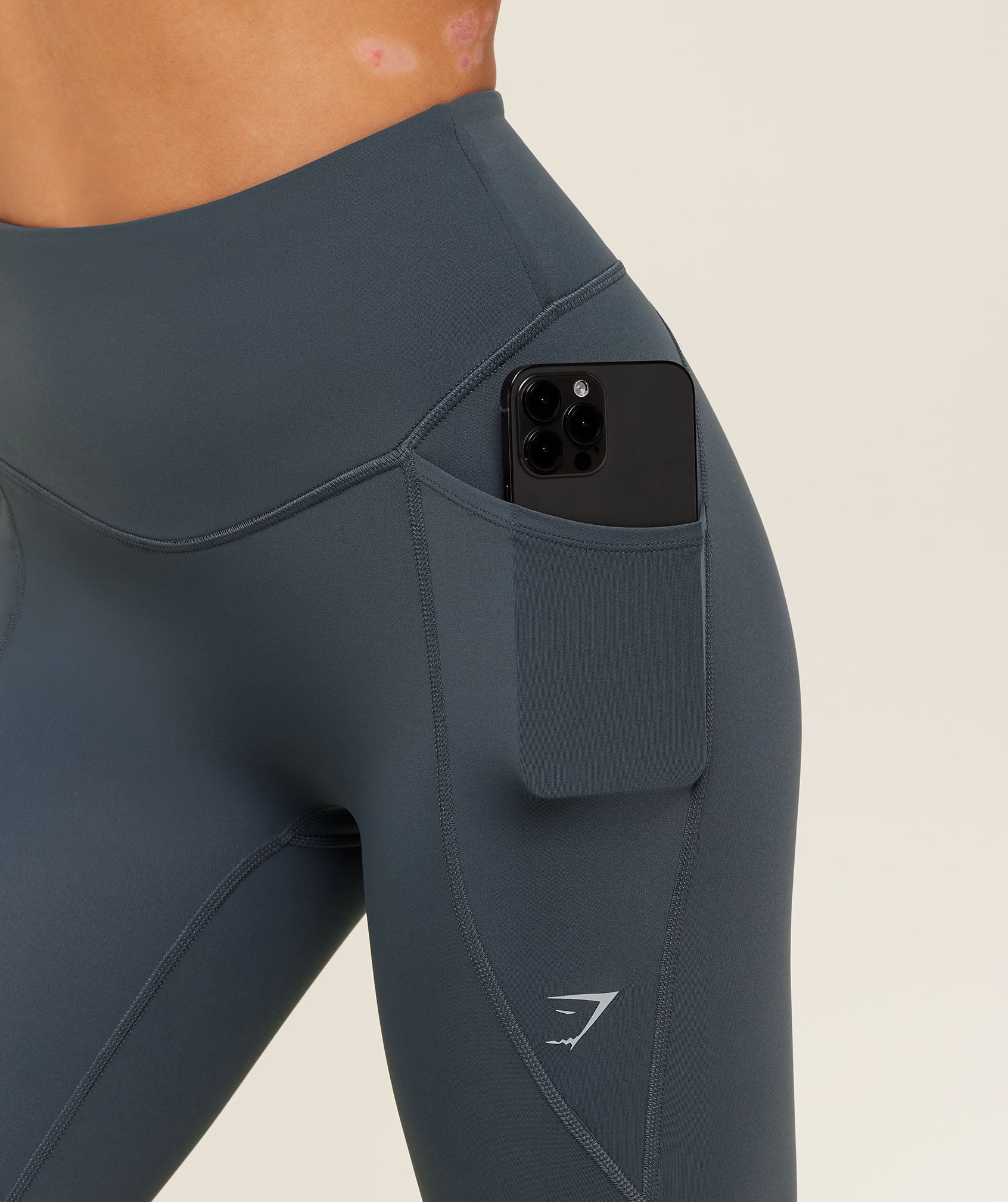 Women's Gymshark Running Pocket Leggings Titanium Blue