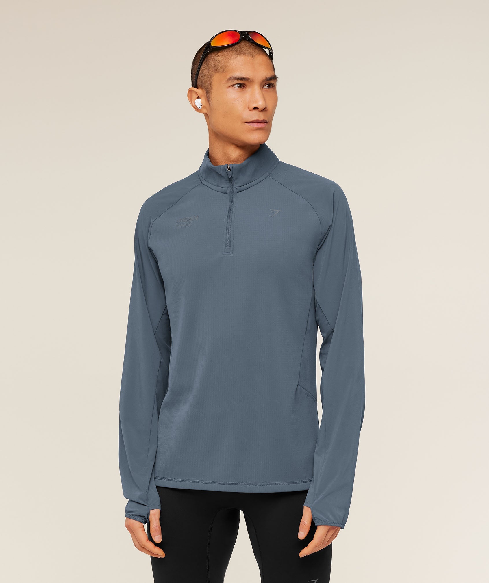 Gymshark Running Elite 1/4 Zip Titanium Blue