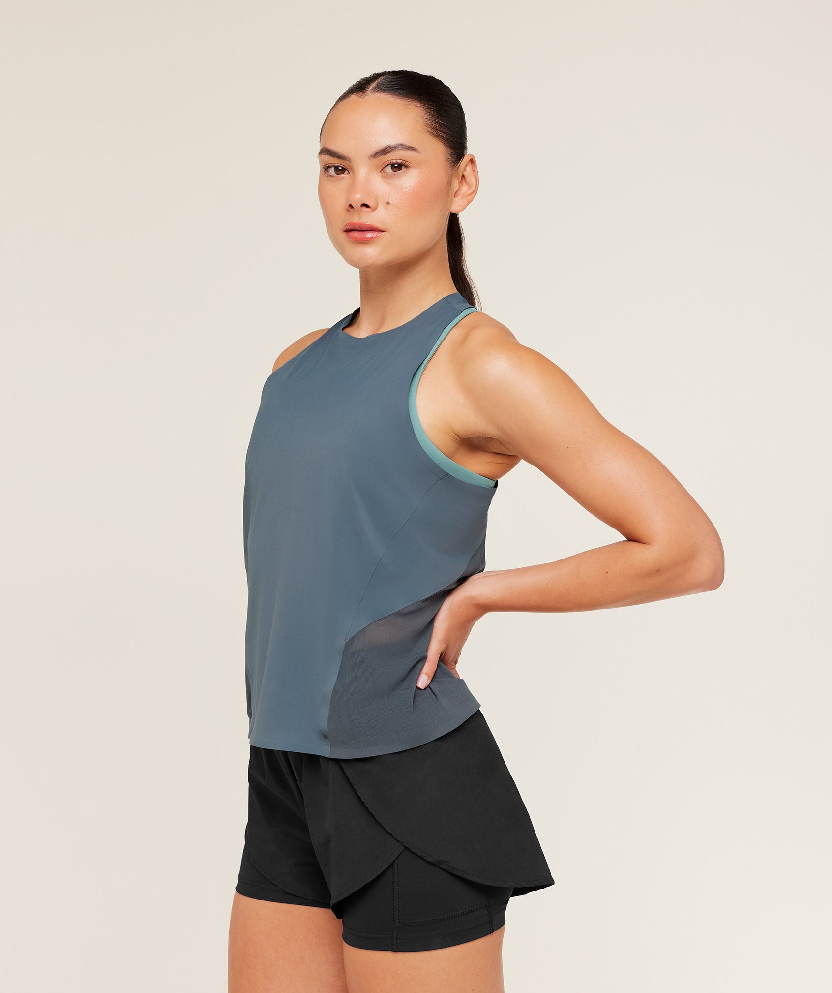 Women's Gymshark Running Elite Loose Fit Tank Titanium Blue