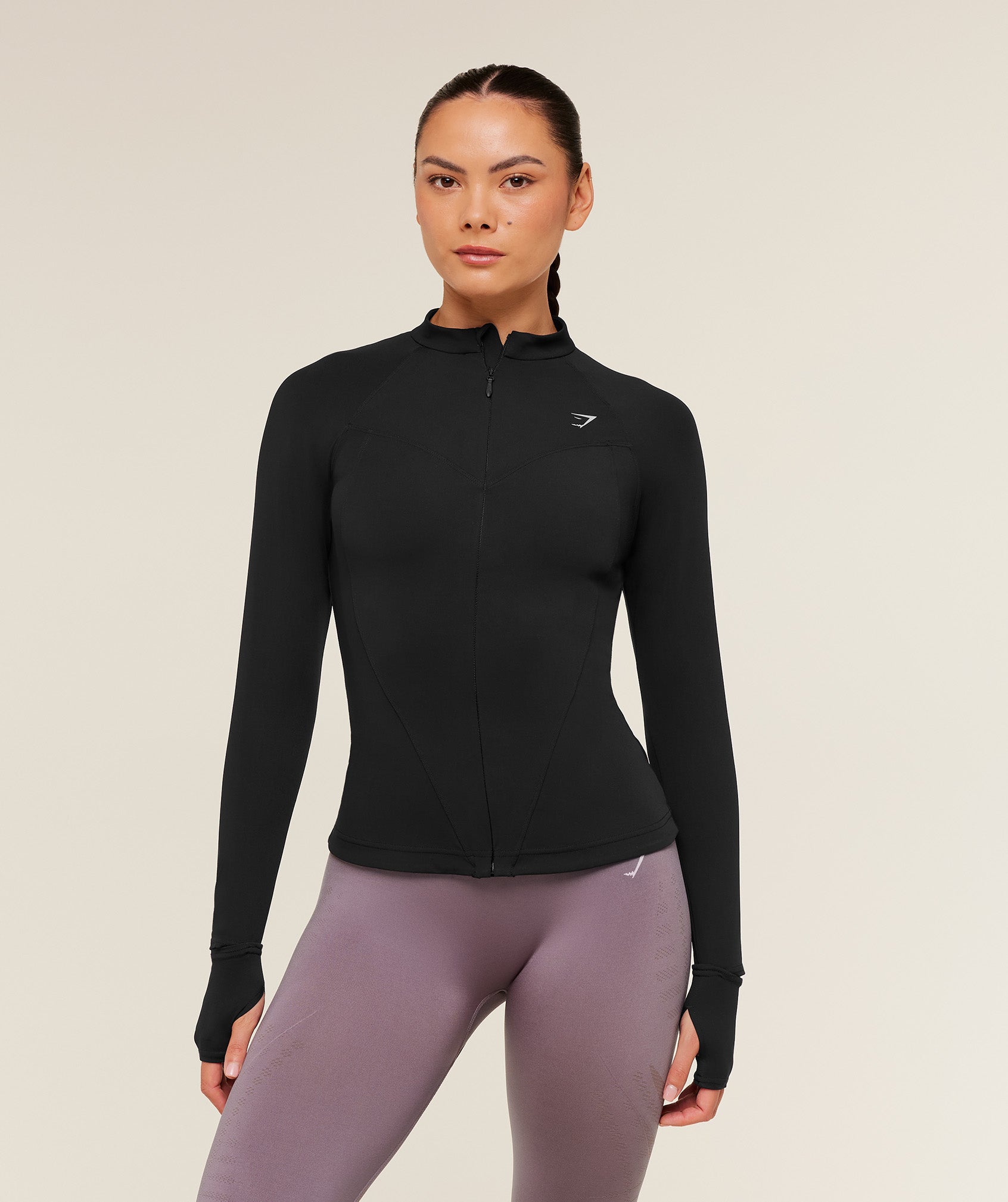 Women's Gymshark Running Full Zip Jacket Black