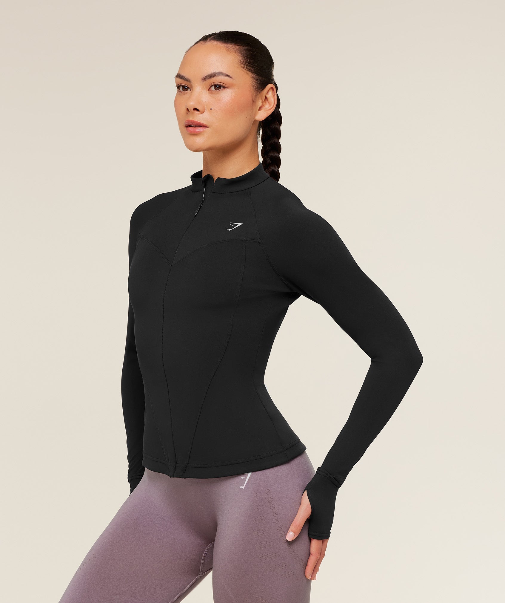 Women's Gymshark Running Full Zip Jacket Black