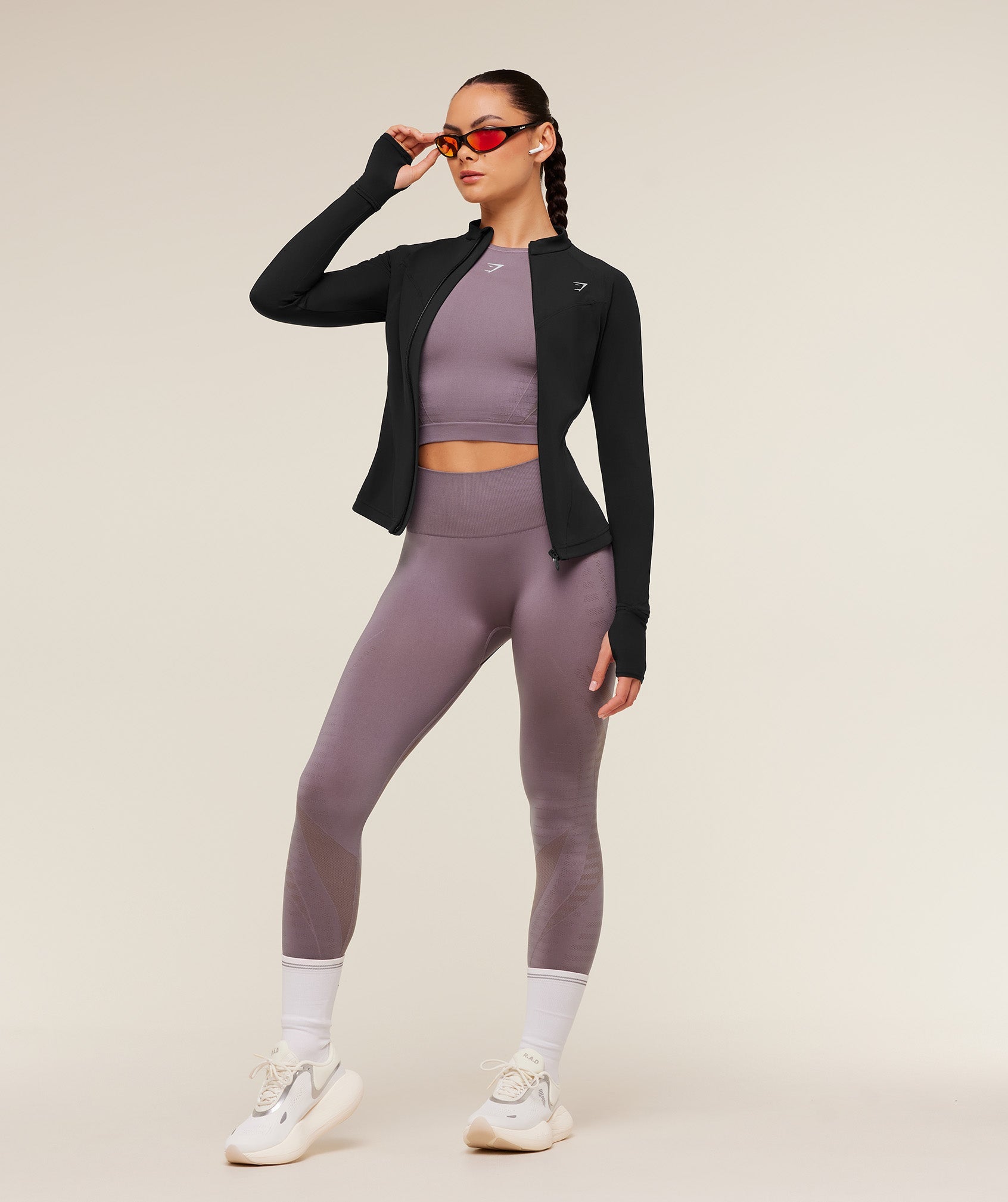 Women's Gymshark Running Full Zip Jacket Black