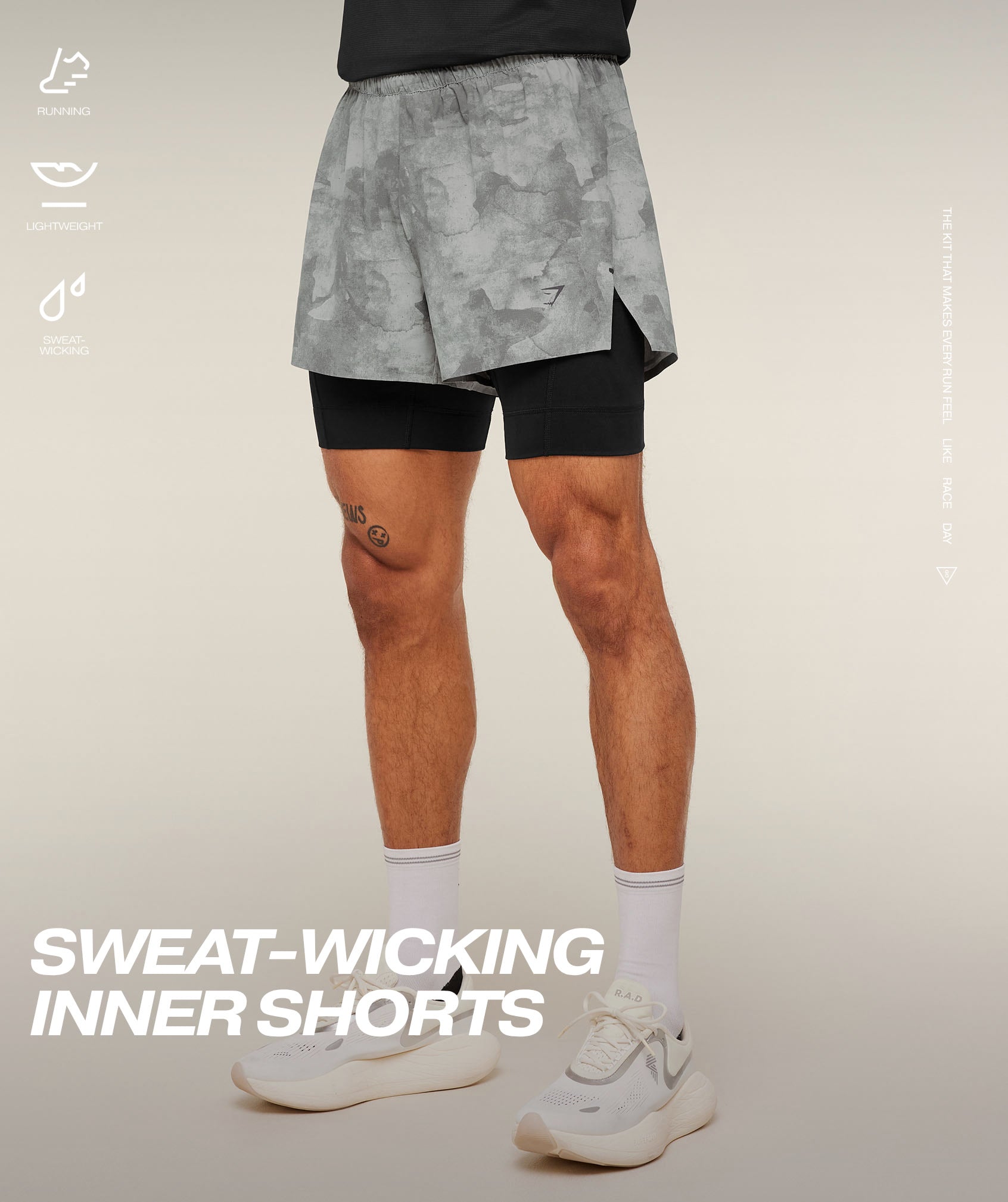 Gymshark Running Elite 2 In 1 5" Shorts Smokey Grey