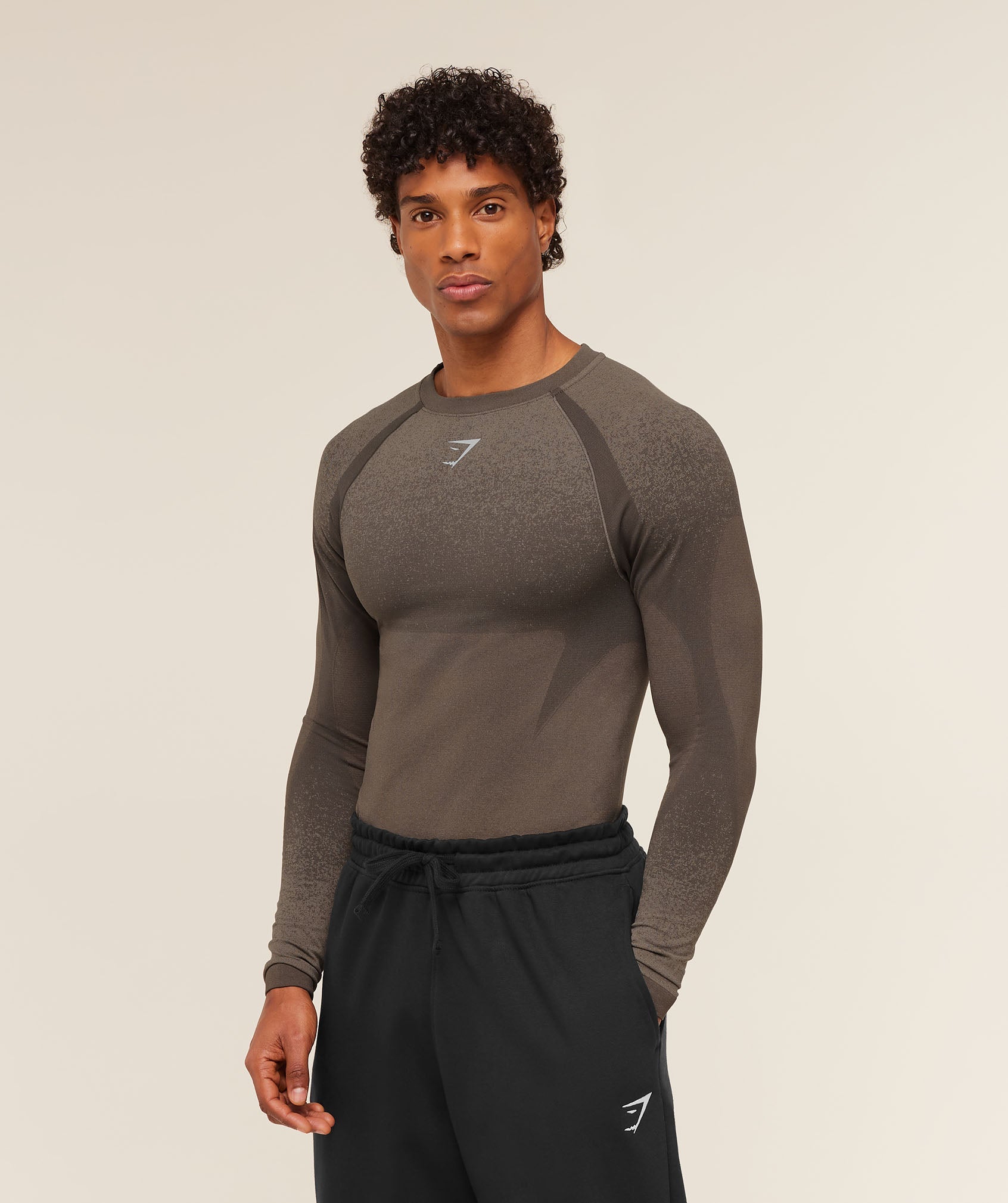 Gymshark Shadow Seamless Long Sleeve T-Shirt Camo Brown