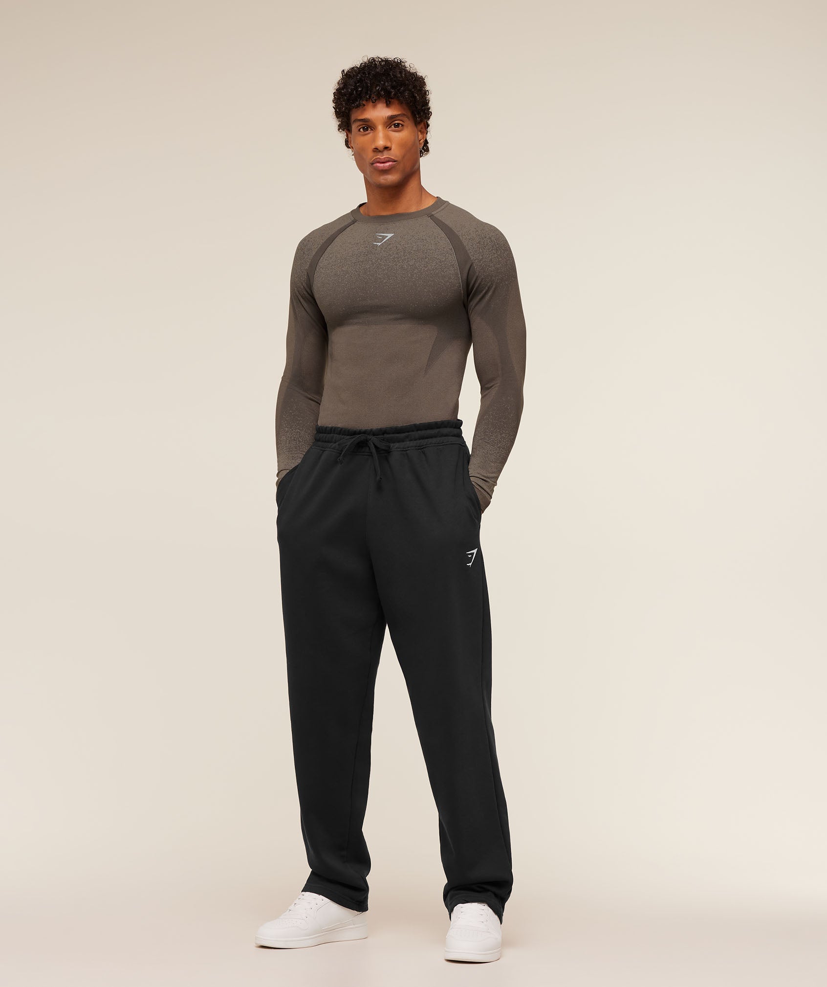 Gymshark Shadow Seamless Long Sleeve T-Shirt Camo Brown