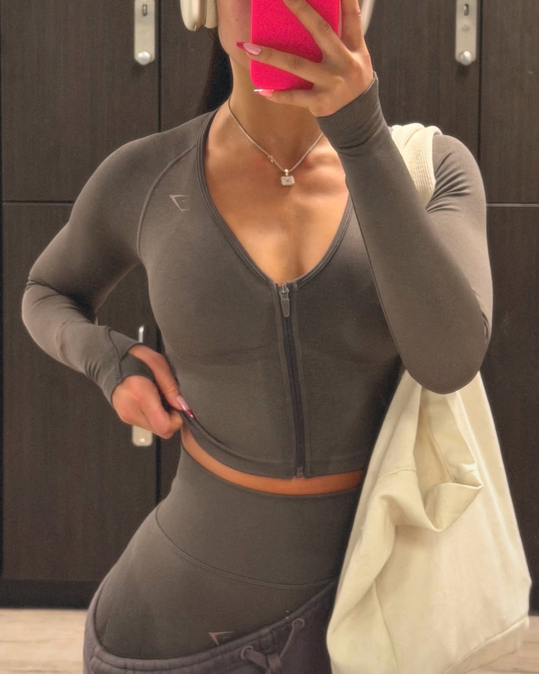 Women's Gymshark Lift Seamless Jacket Cool Brown