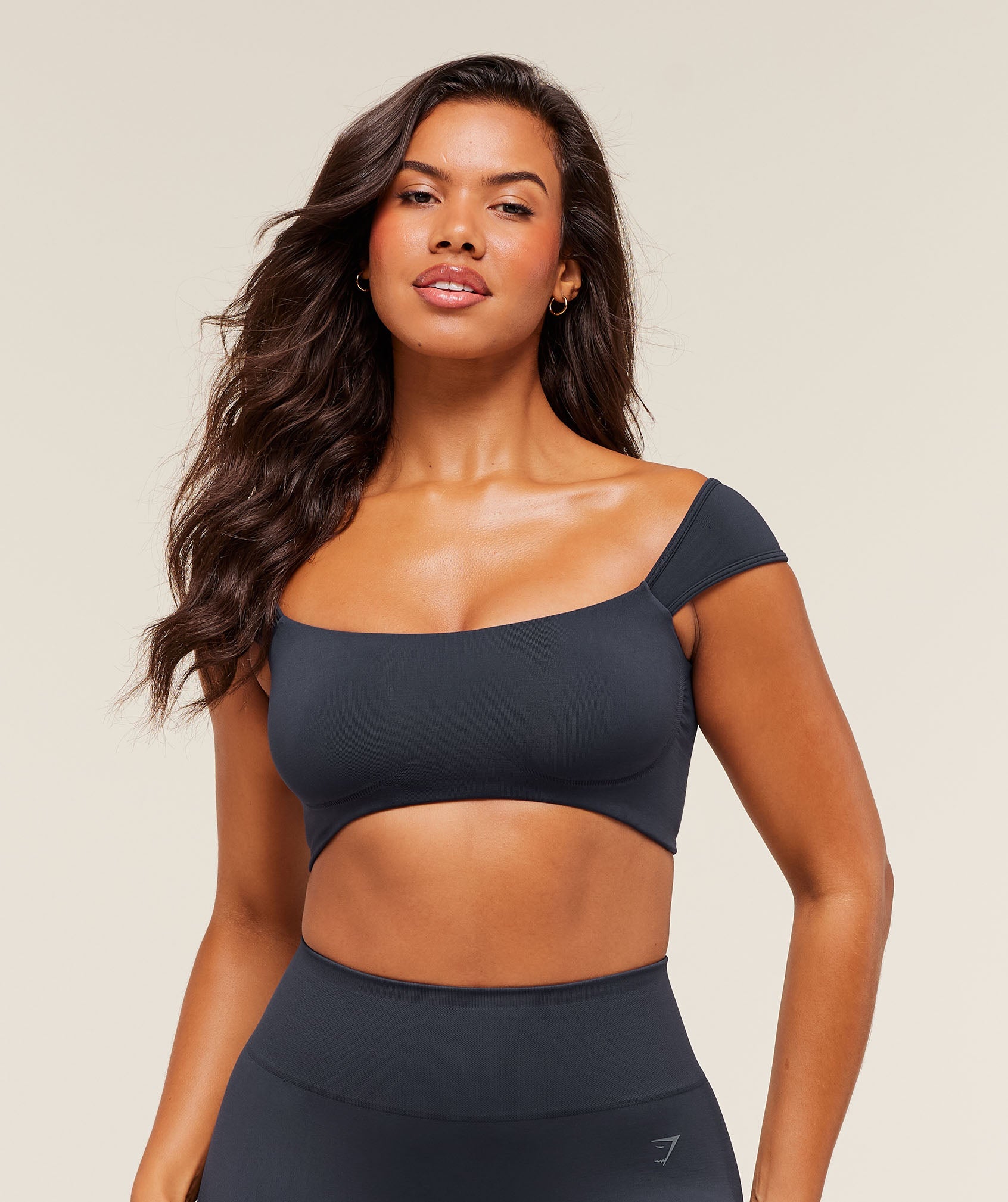 Women's Gymshark Soft Sculpt Cap Sleeve Bralette Heavy Blue