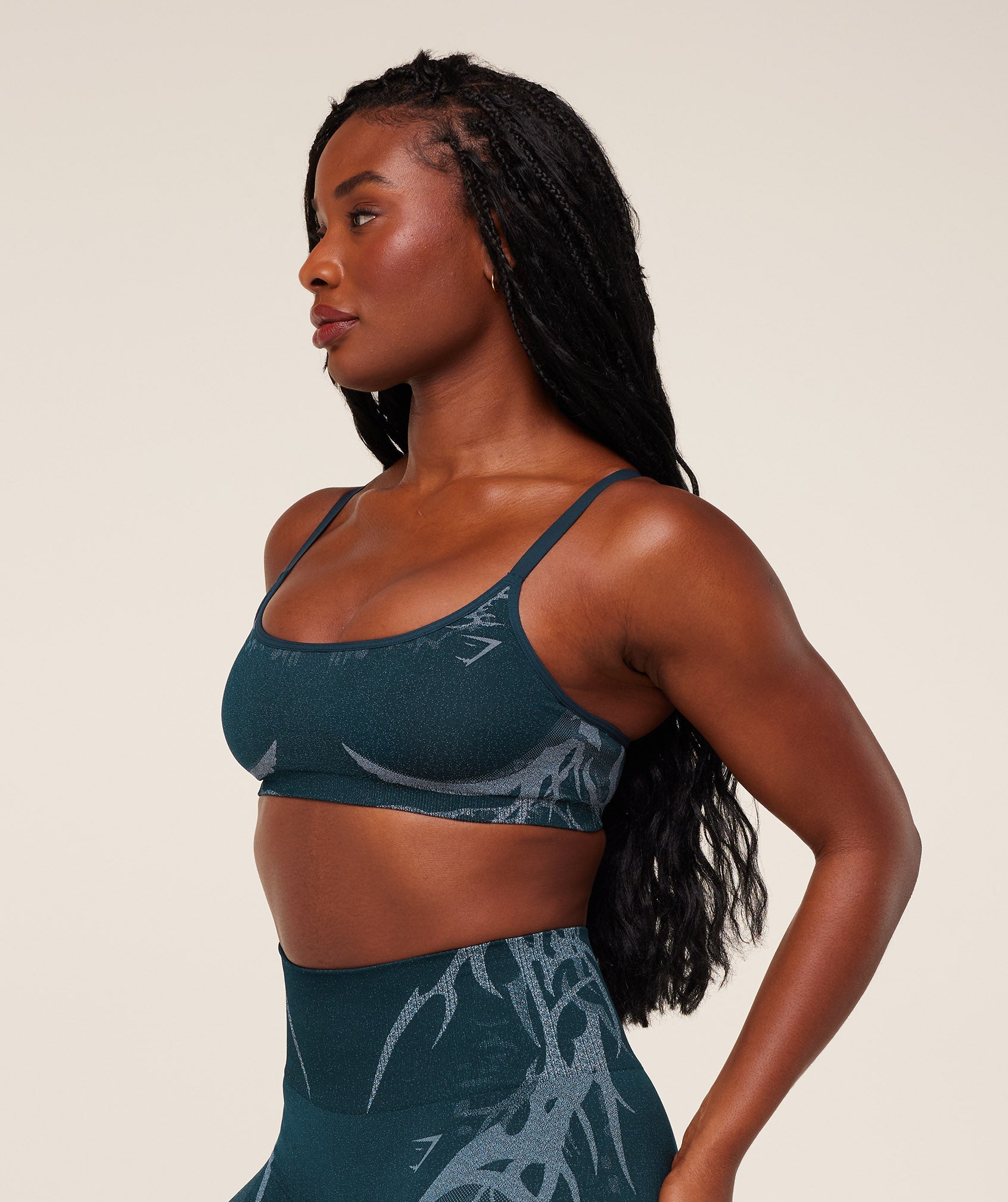 Women's Gymshark Storm Seamless Sports Bra Deep Petrol Blue