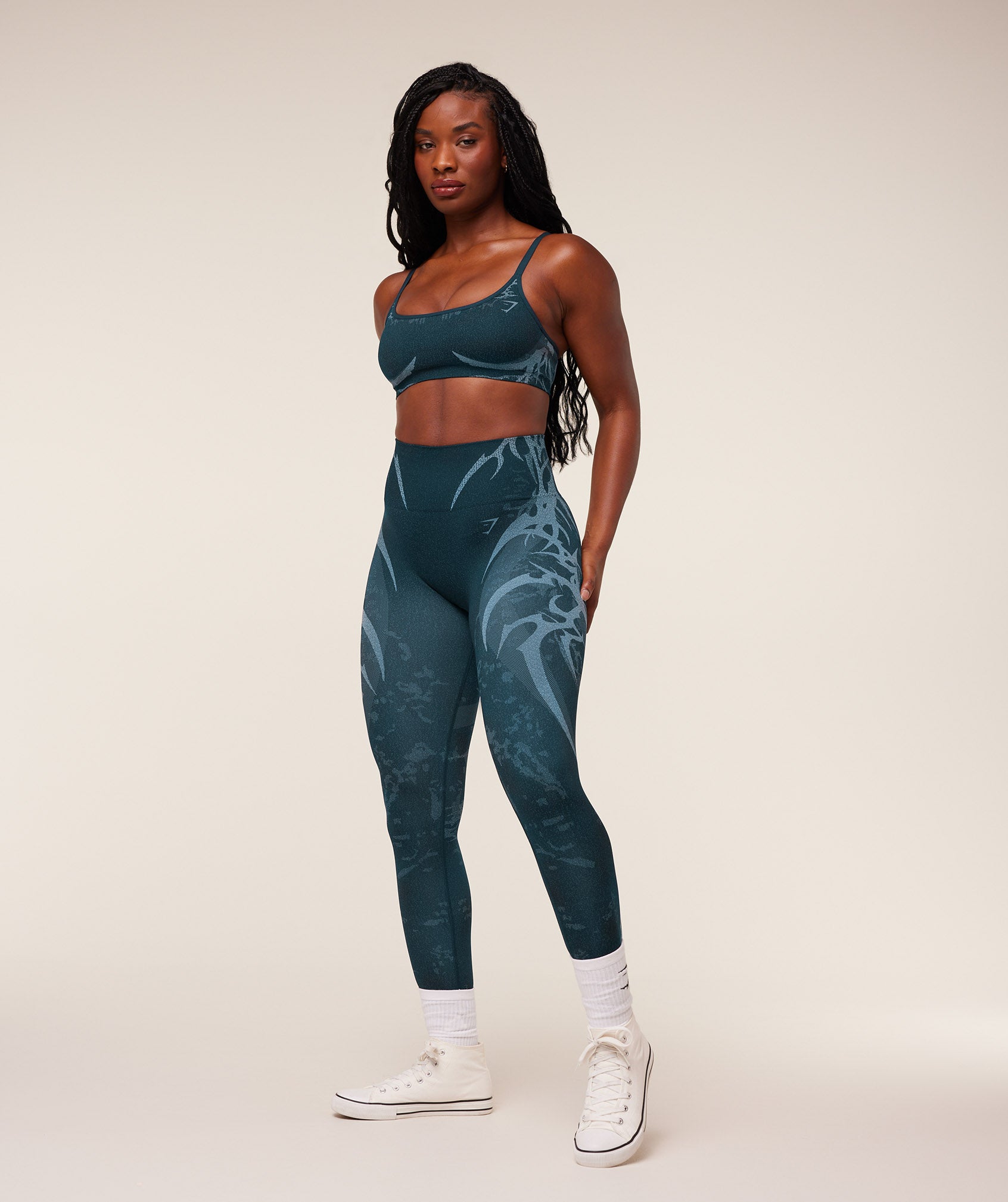 Women's Gymshark Storm Seamless Sports Bra Deep Petrol Blue