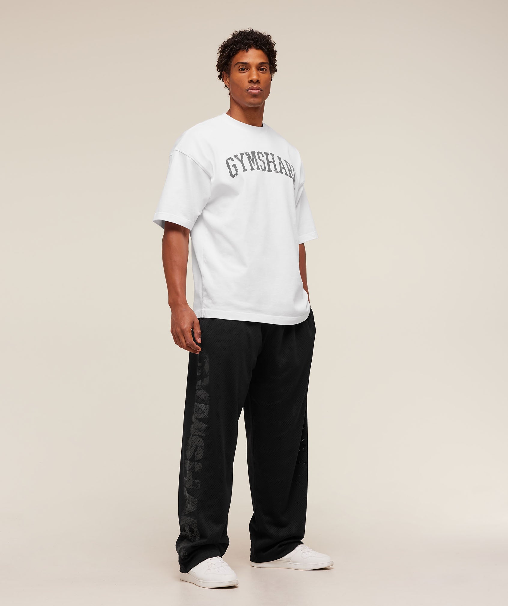 Gymshark Graphic Wordmark Mesh Wide Leg Pants Black