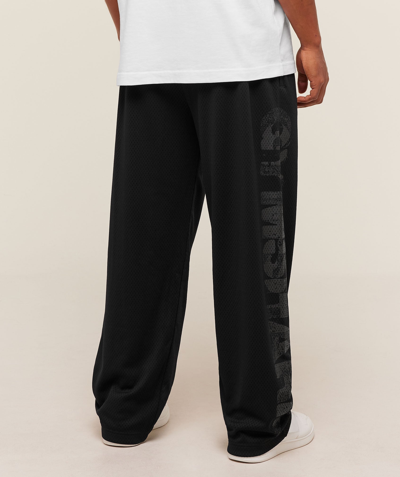 Gymshark Graphic Wordmark Mesh Wide Leg Pants Black