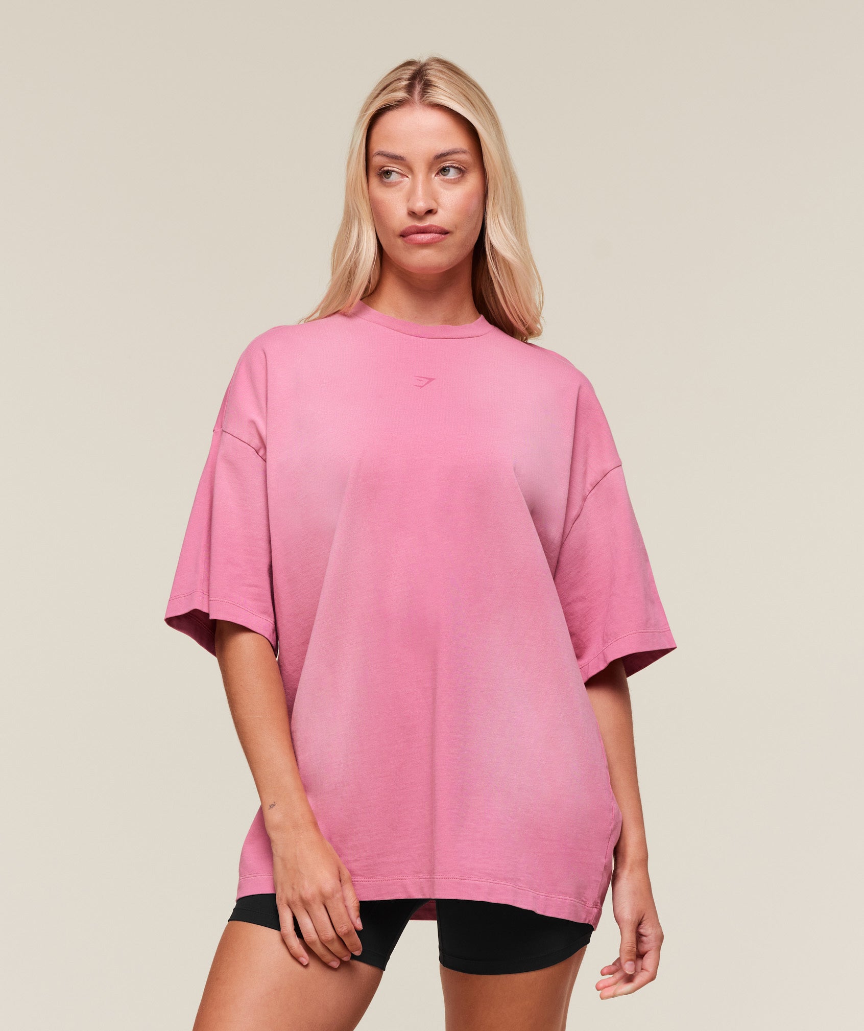 Women's Gymshark Summer Tie-Dye Graphic Oversized T-Shirt Sunset Pink
