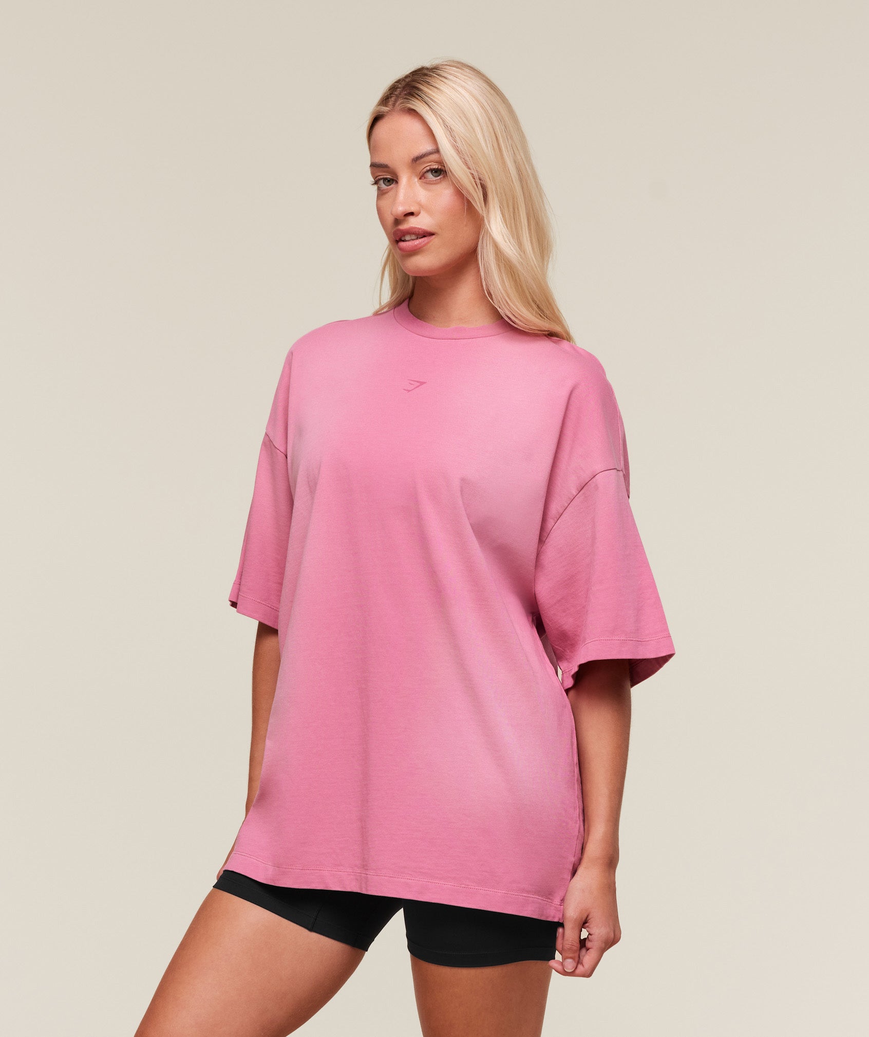 Women's Gymshark Summer Tie-Dye Graphic Oversized T-Shirt Sunset Pink
