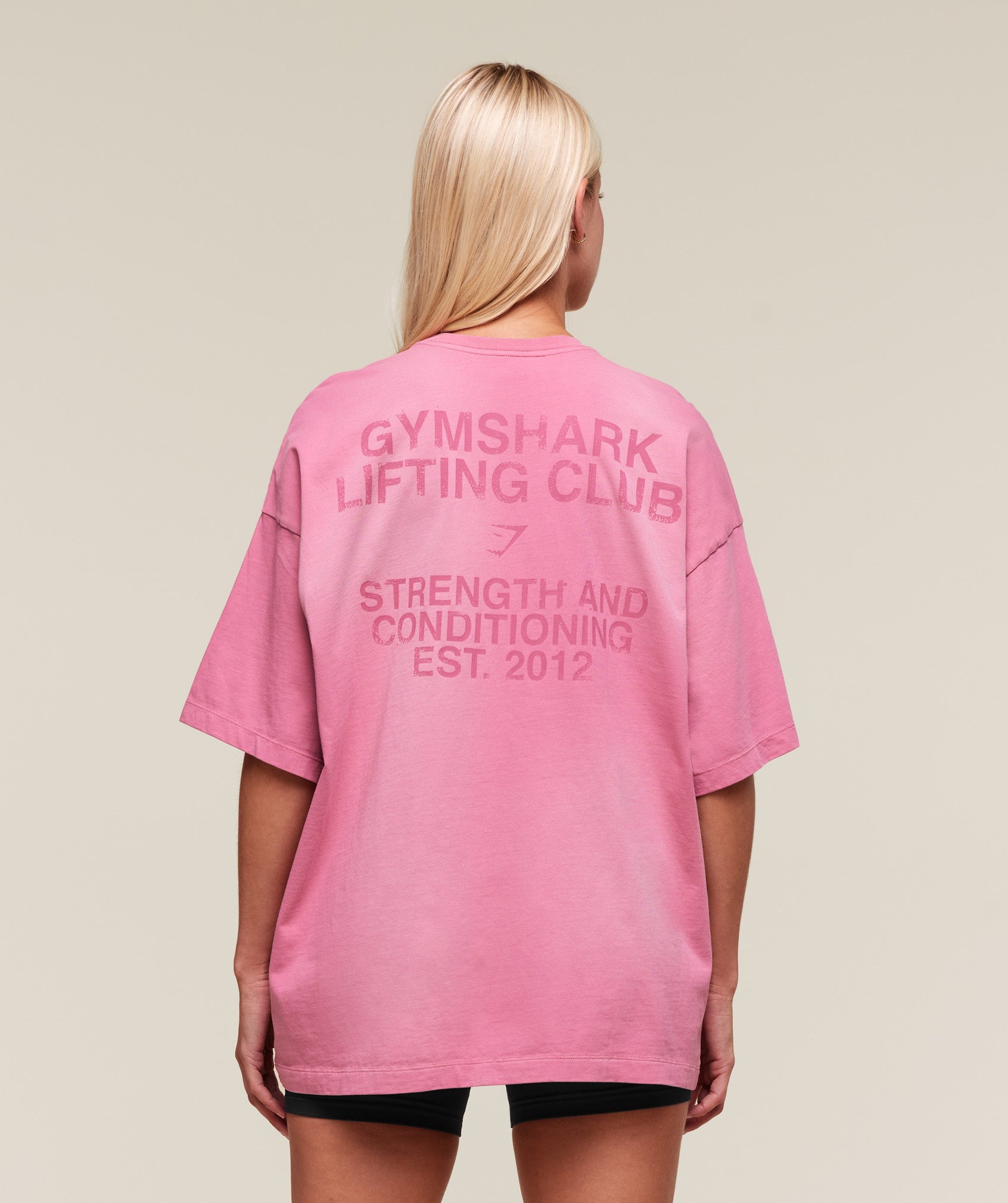 Women's Gymshark Summer Tie-Dye Graphic Oversized T-Shirt Sunset Pink