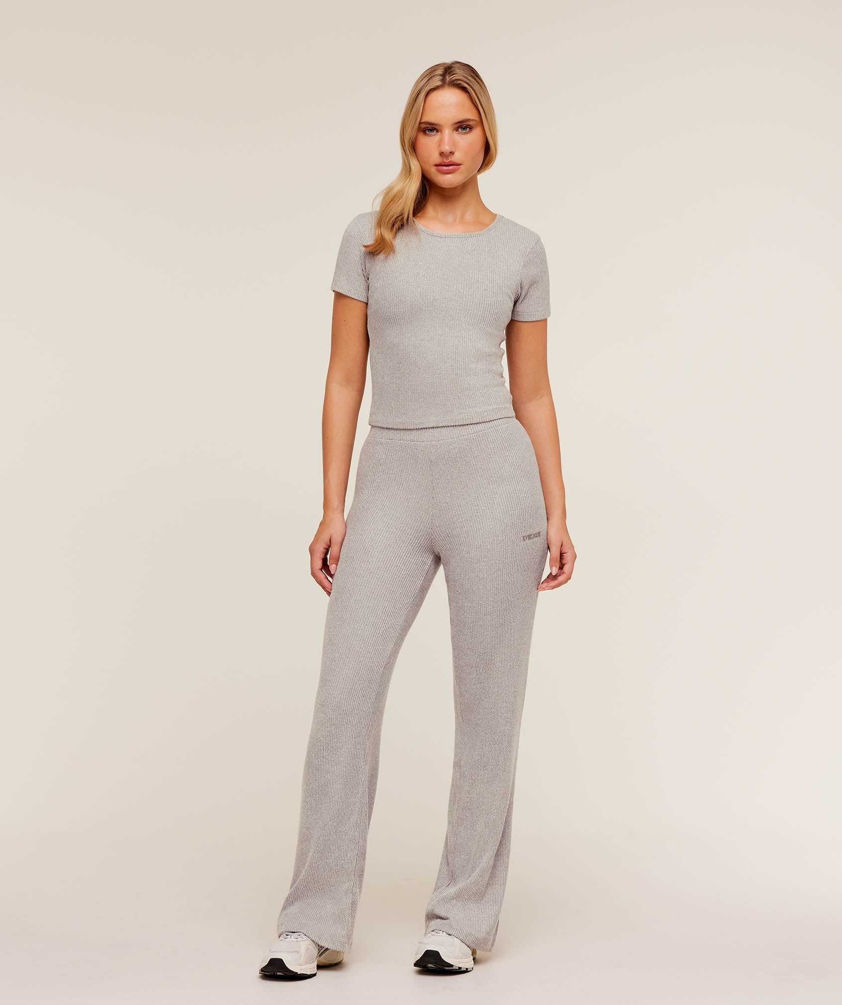 Women's Gymshark Supersoft Straight Leg Pant Light Grey Core Marl