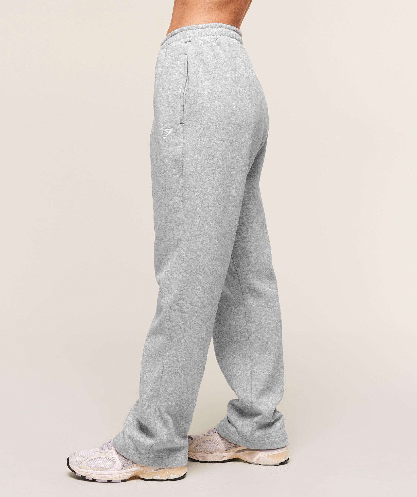 Women's Gymshark Training Fleece Straight Leg Regular Joggers Light Grey Core Marl