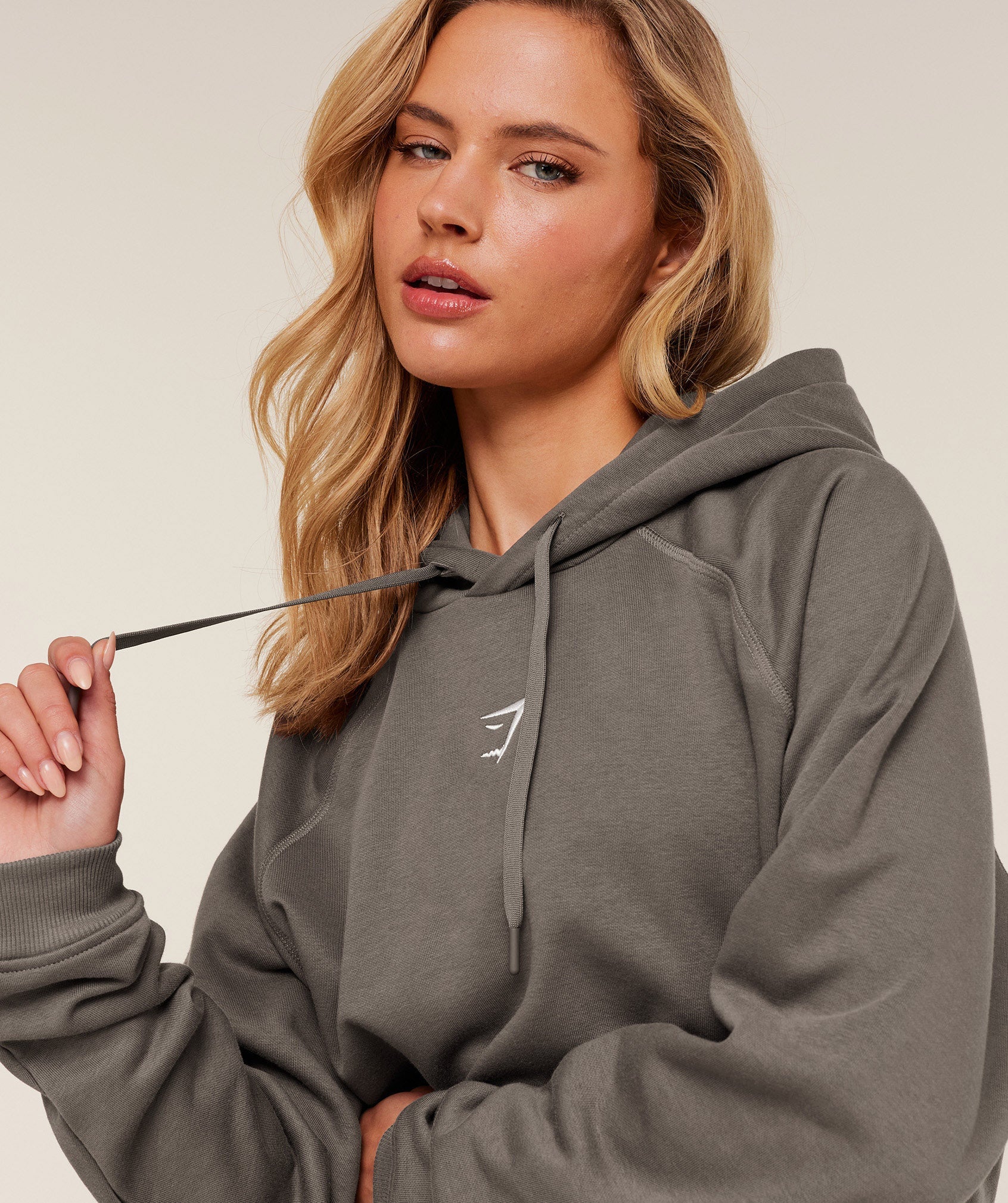 Women's Gymshark Training Oversized Fleece Hoodie Cool Brown