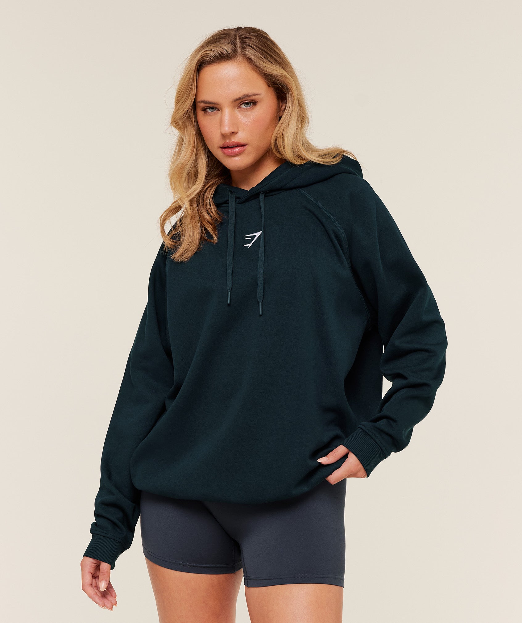 Women's Gymshark Training Oversized Fleece Hoodie Deep Petrol Blue