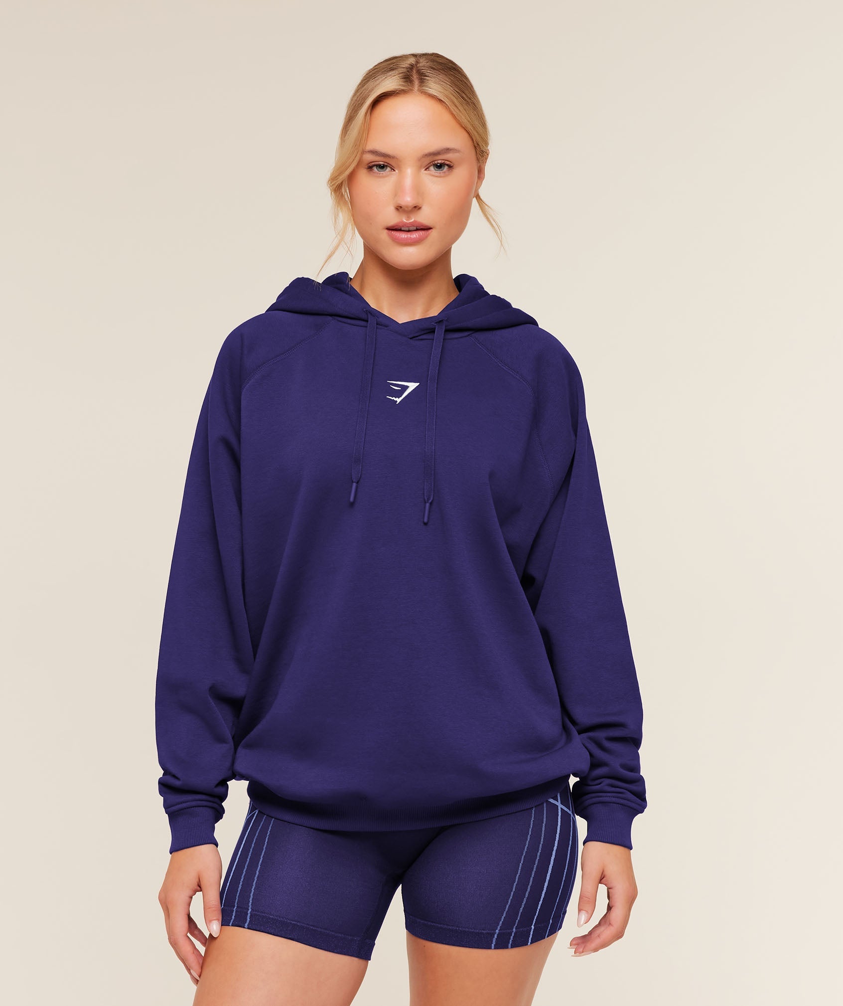 Women's Gymshark Training Oversized Fleece Hoodie Indigo Purple