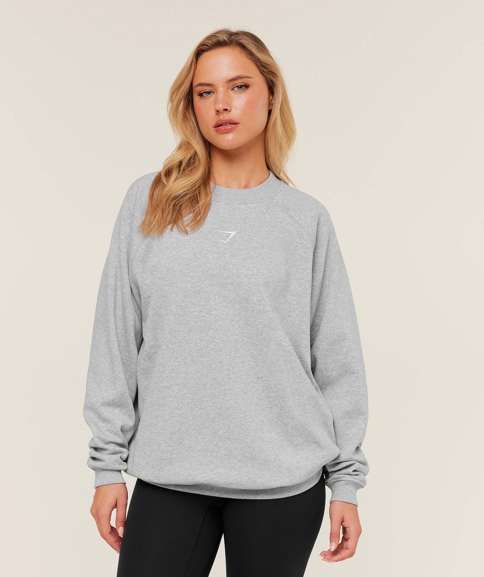 Women's Gymshark Training Oversized Fleece Sweatshirt Light Grey Core Marl