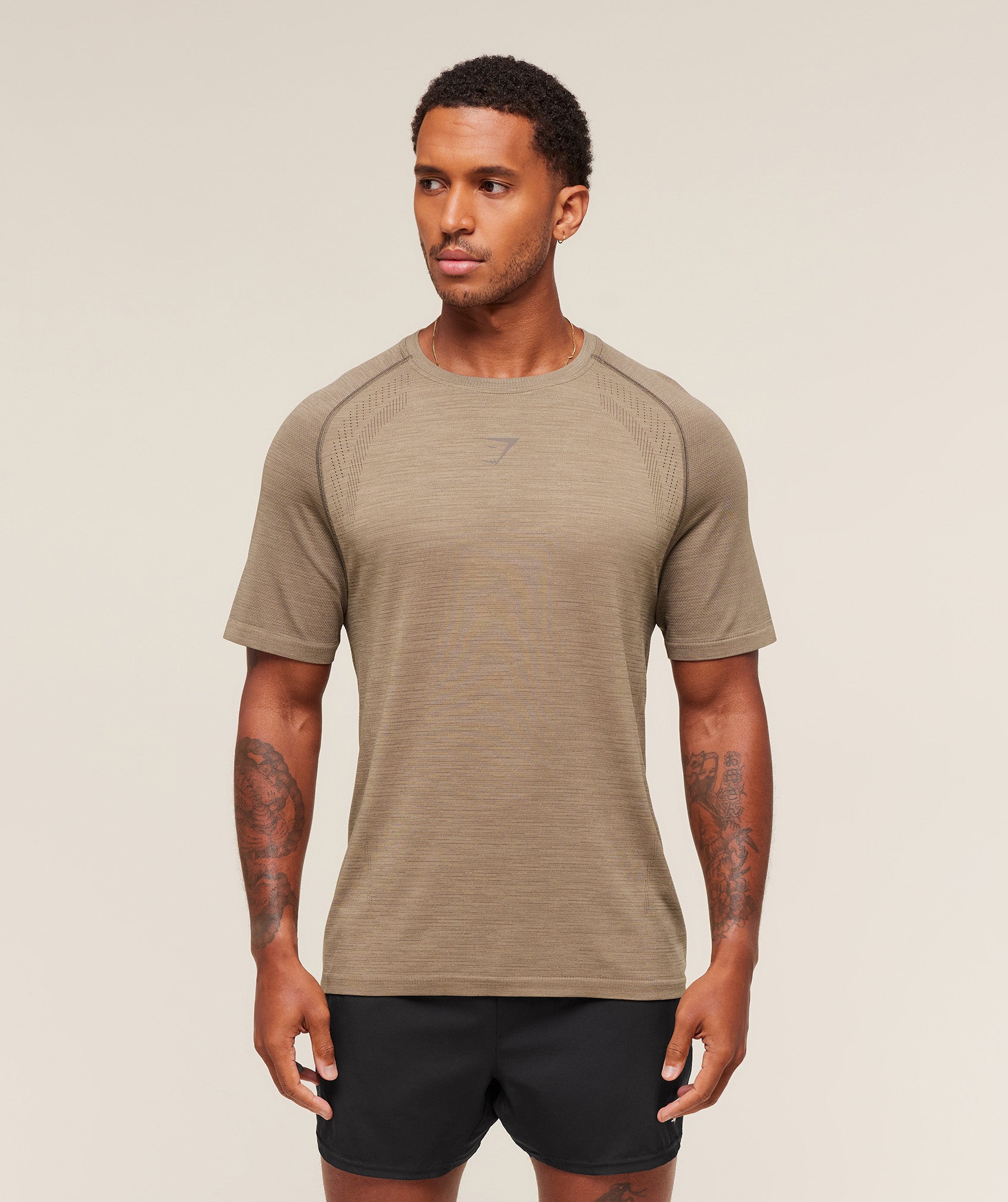 Gymshark Versatile Seamless T-Shirt Cement Brown