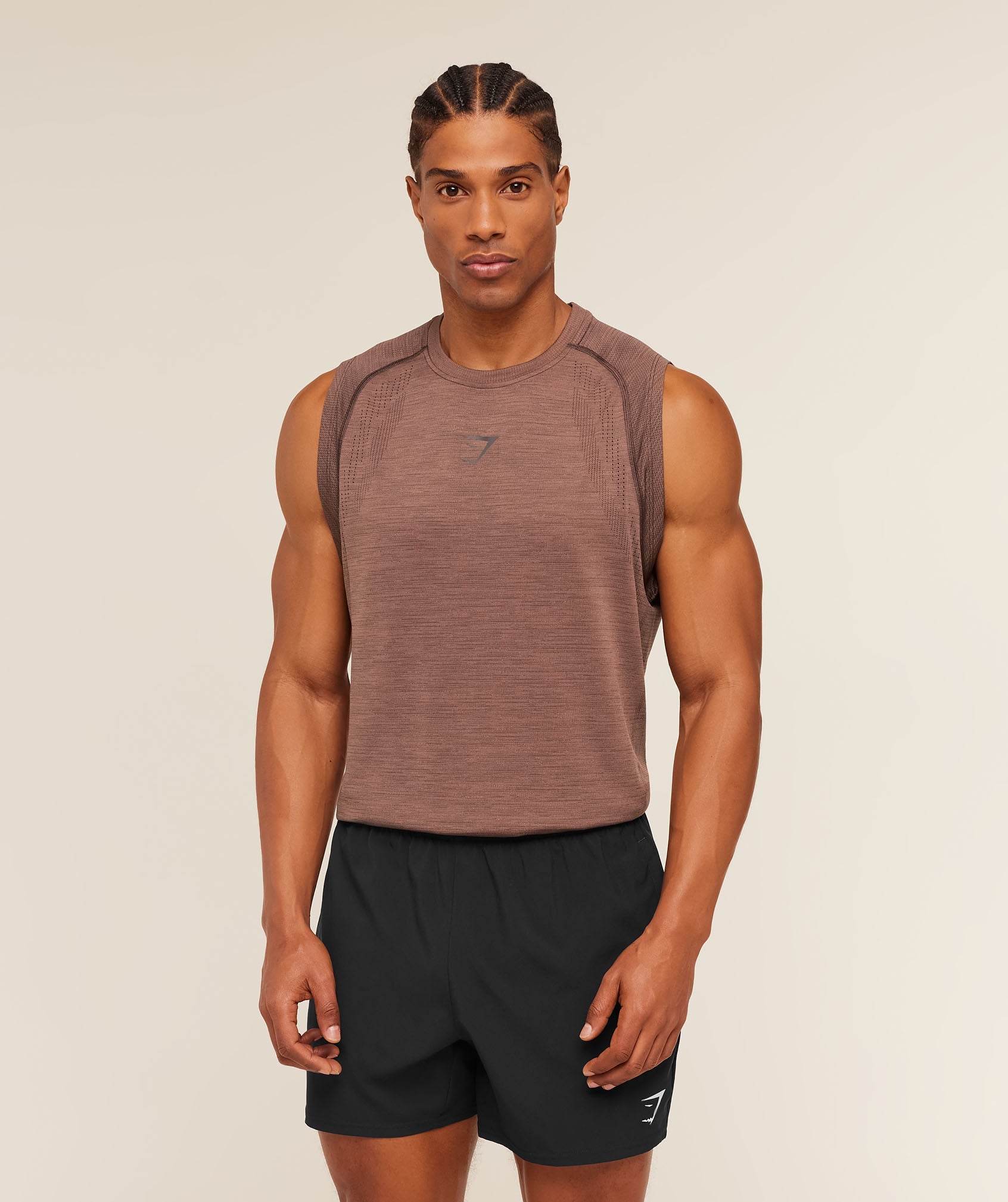 Gymshark Versatile Seamless Tank Taupe Brown