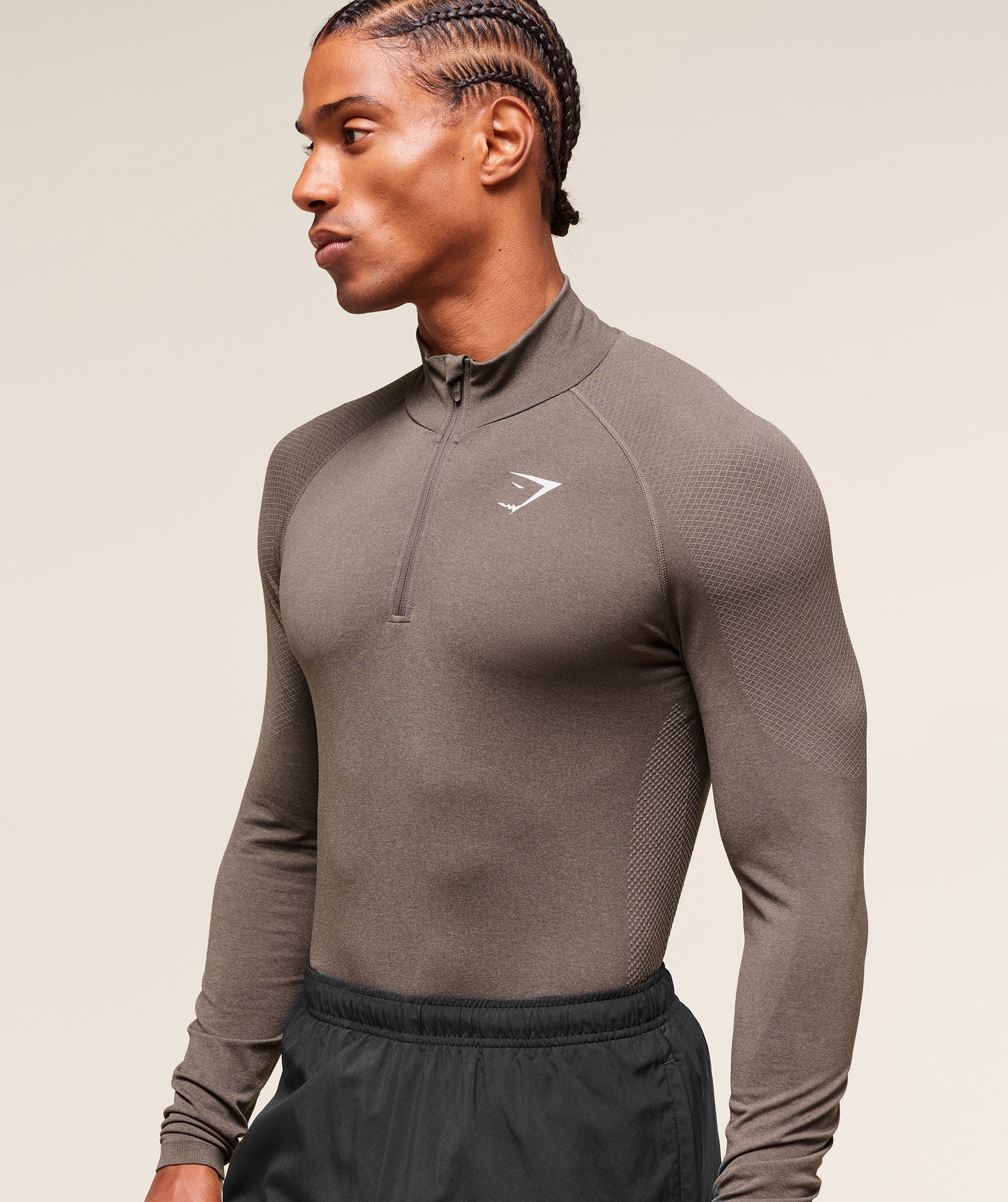 Gymshark Vital 1/4 Zip Camo Brown