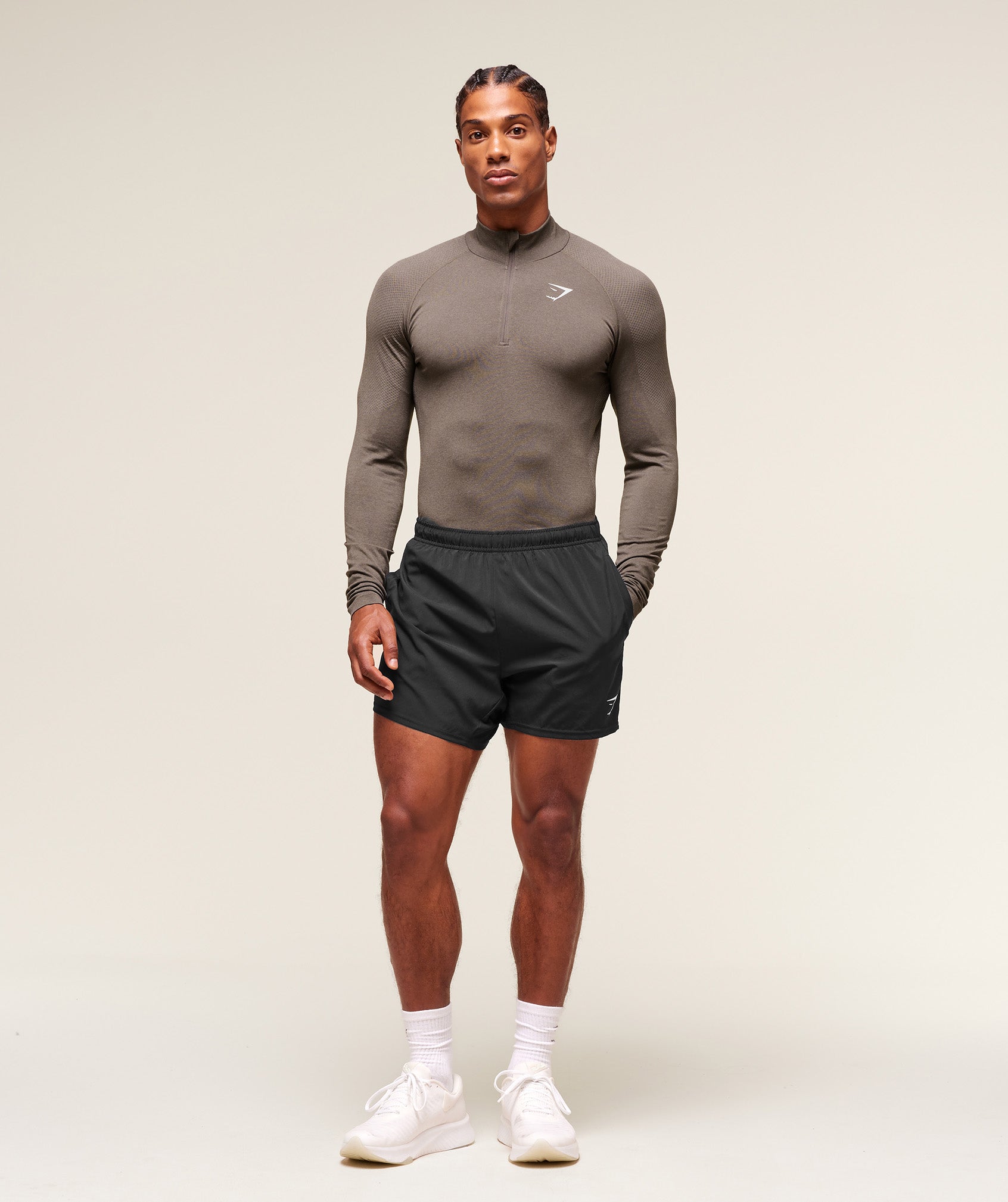 Gymshark Vital 1/4 Zip Camo Brown
