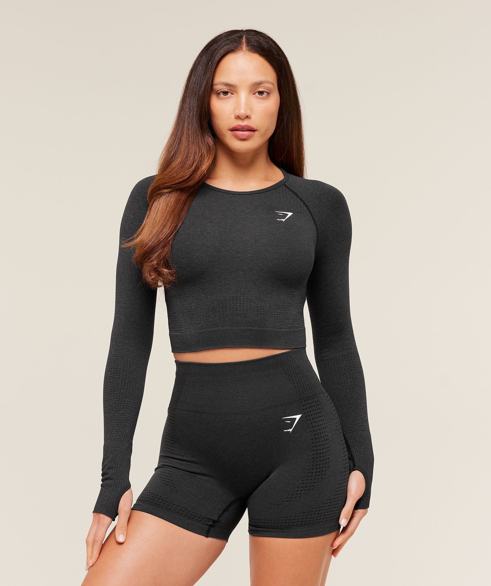 Women's Gymshark Vital Crop Top Black Marl