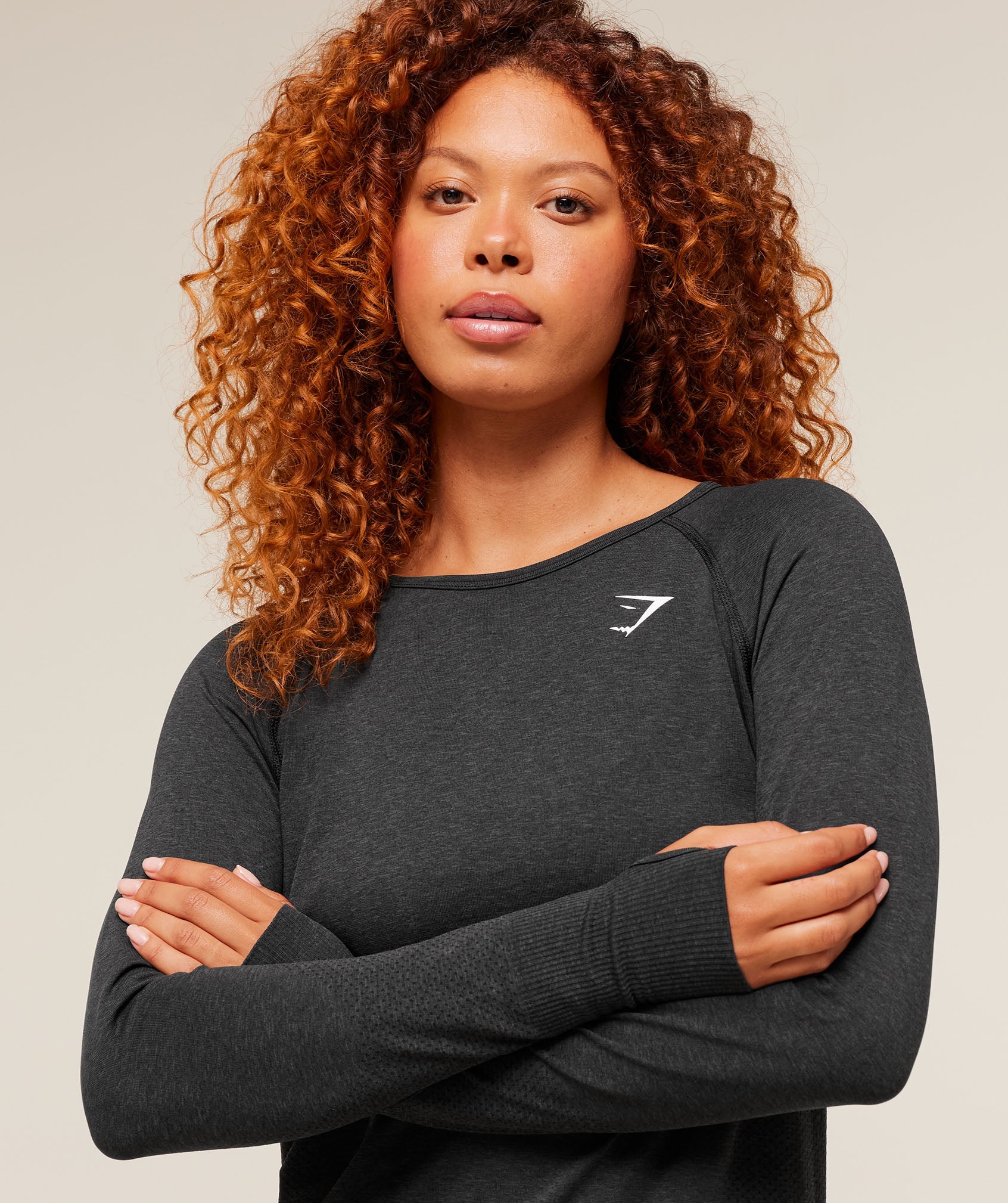 Women's Gymshark Vital Seamless Light Long Sleeve Top Black Marl