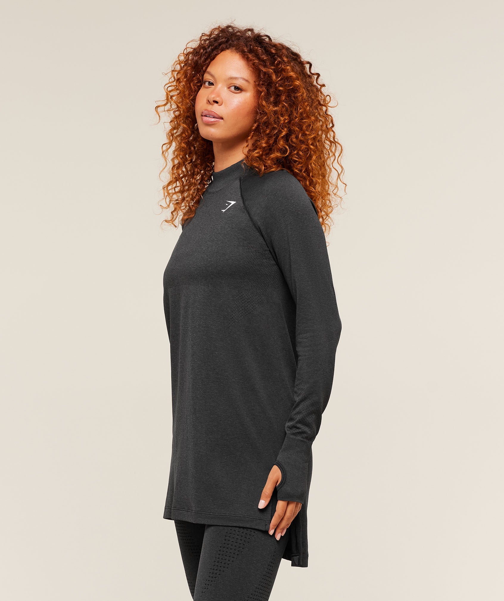 Women's Gymshark Vital Long Line Top Black Marl