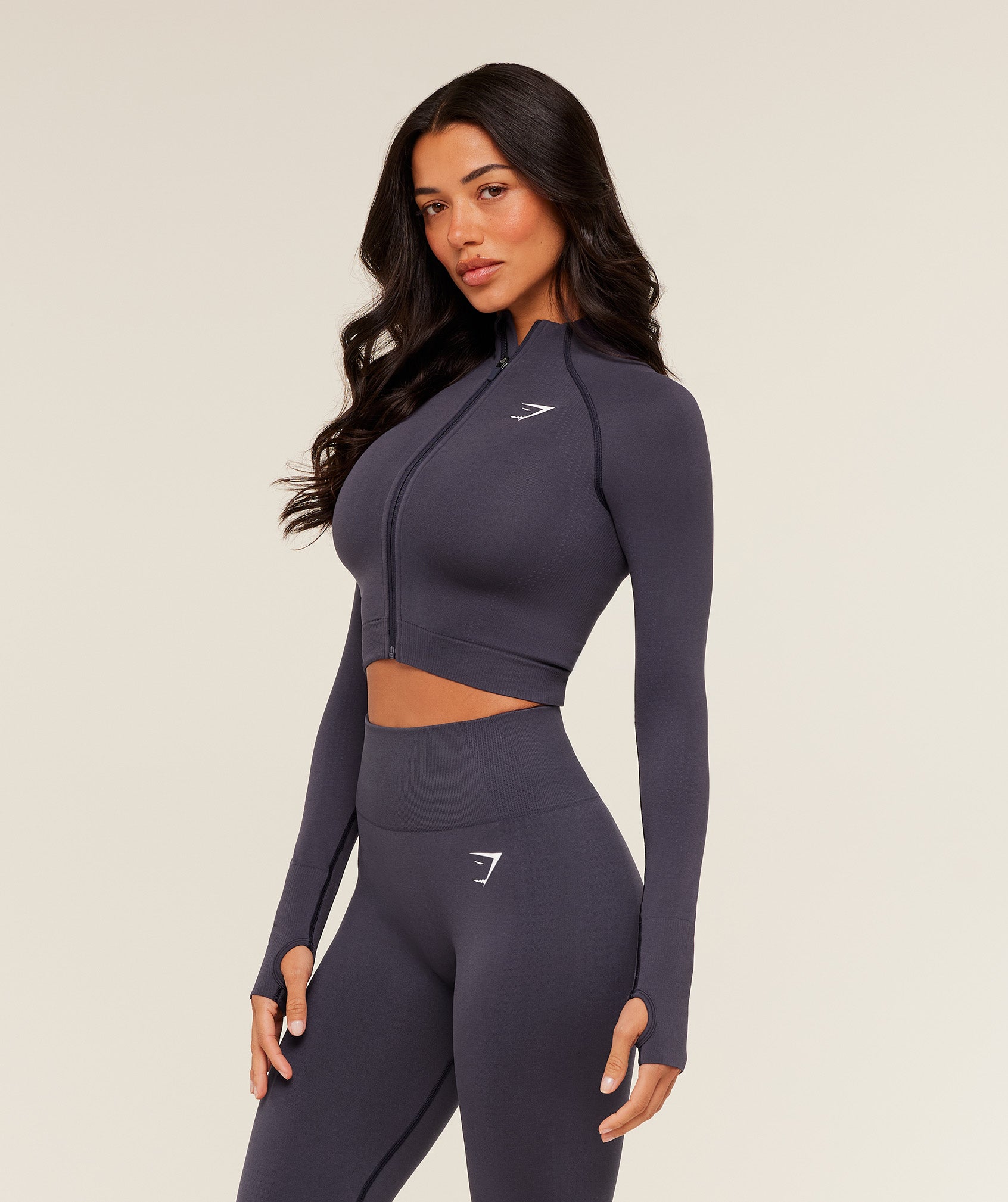 Women's Gymshark Vital Seamless Midi Zip 2.0 Pullover Midnight Purple