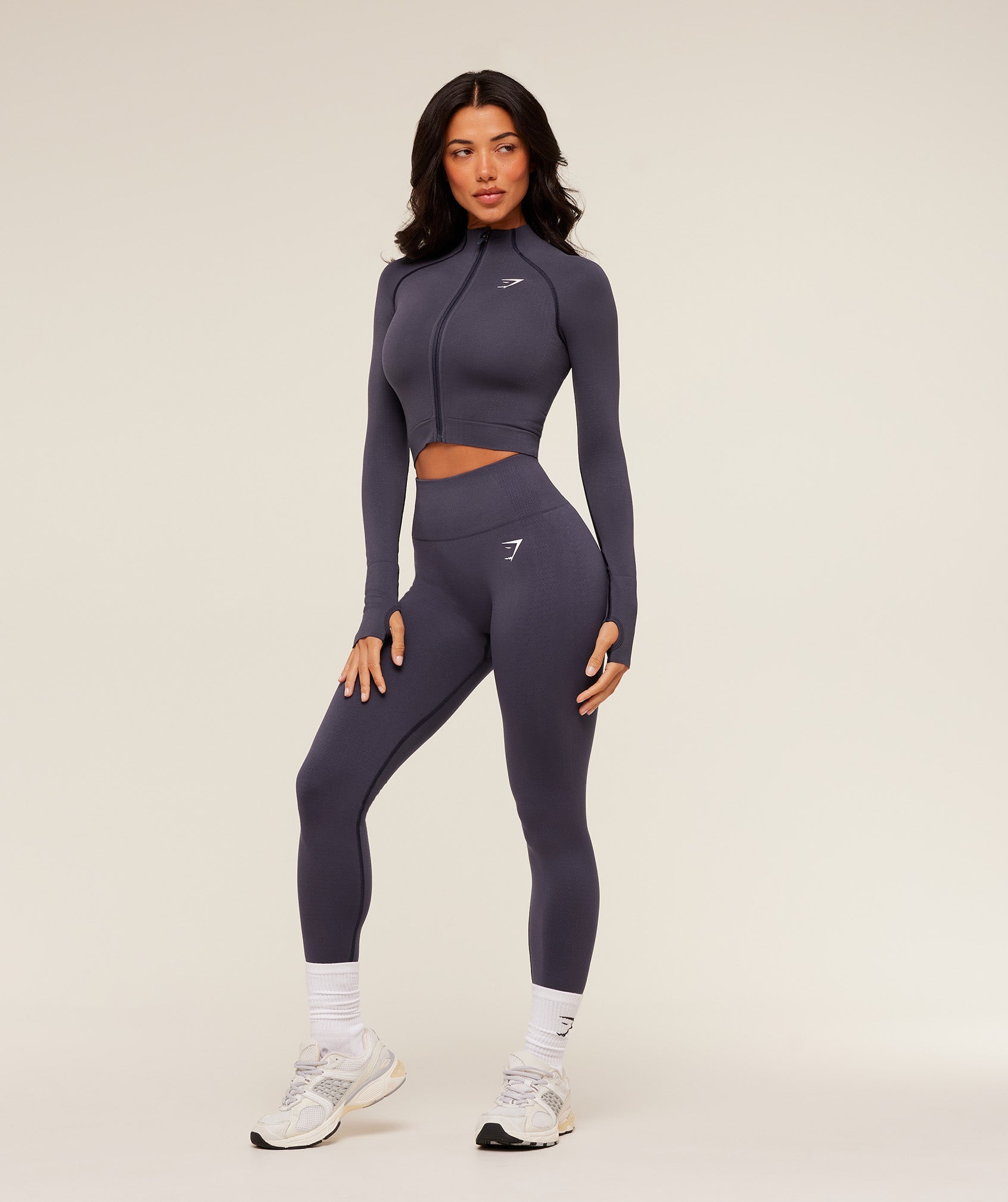 Women's Gymshark Vital Seamless Midi Zip 2.0 Pullover Midnight Purple