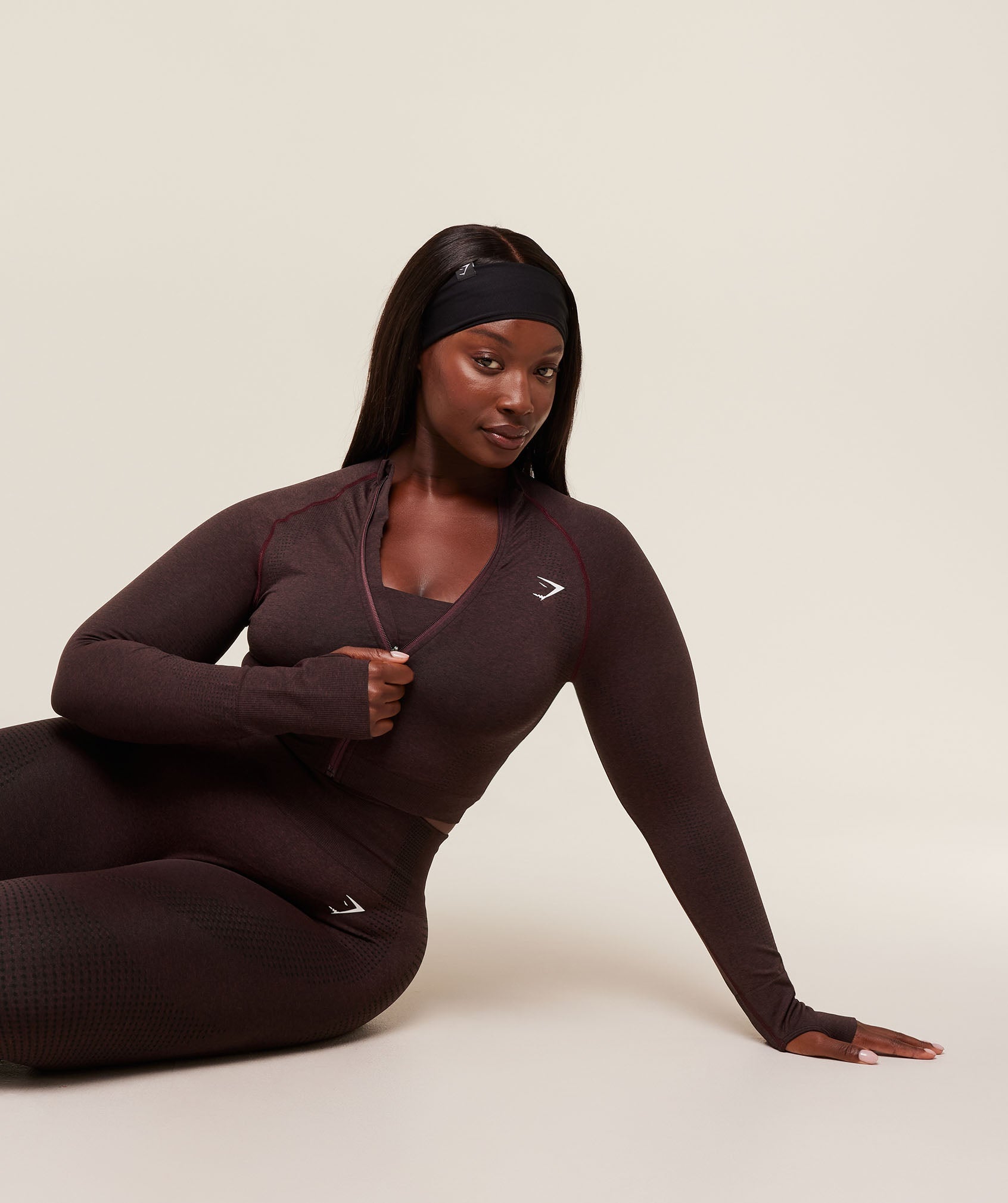 Women's Gymshark Vital Seamless Midi Zip 2.0 Pullover Rich Maroon