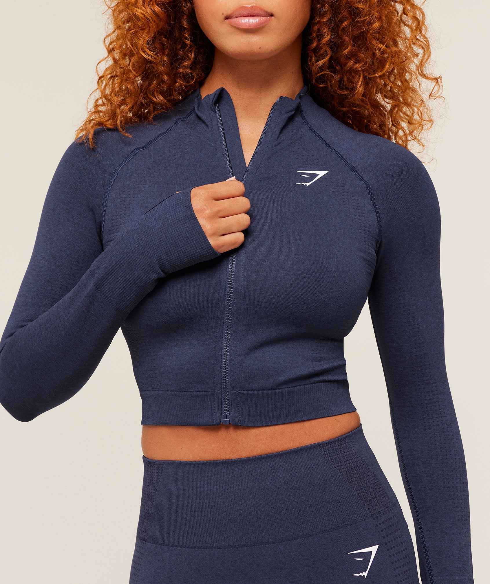 Women's Gymshark Vital Midi Zip Up Jacket Heavy Blue Marl