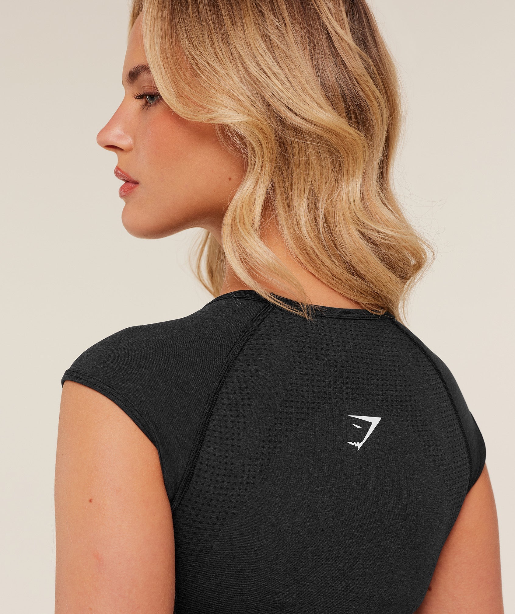 Women's Gymshark Vital Scoop Neck Top Black Marl