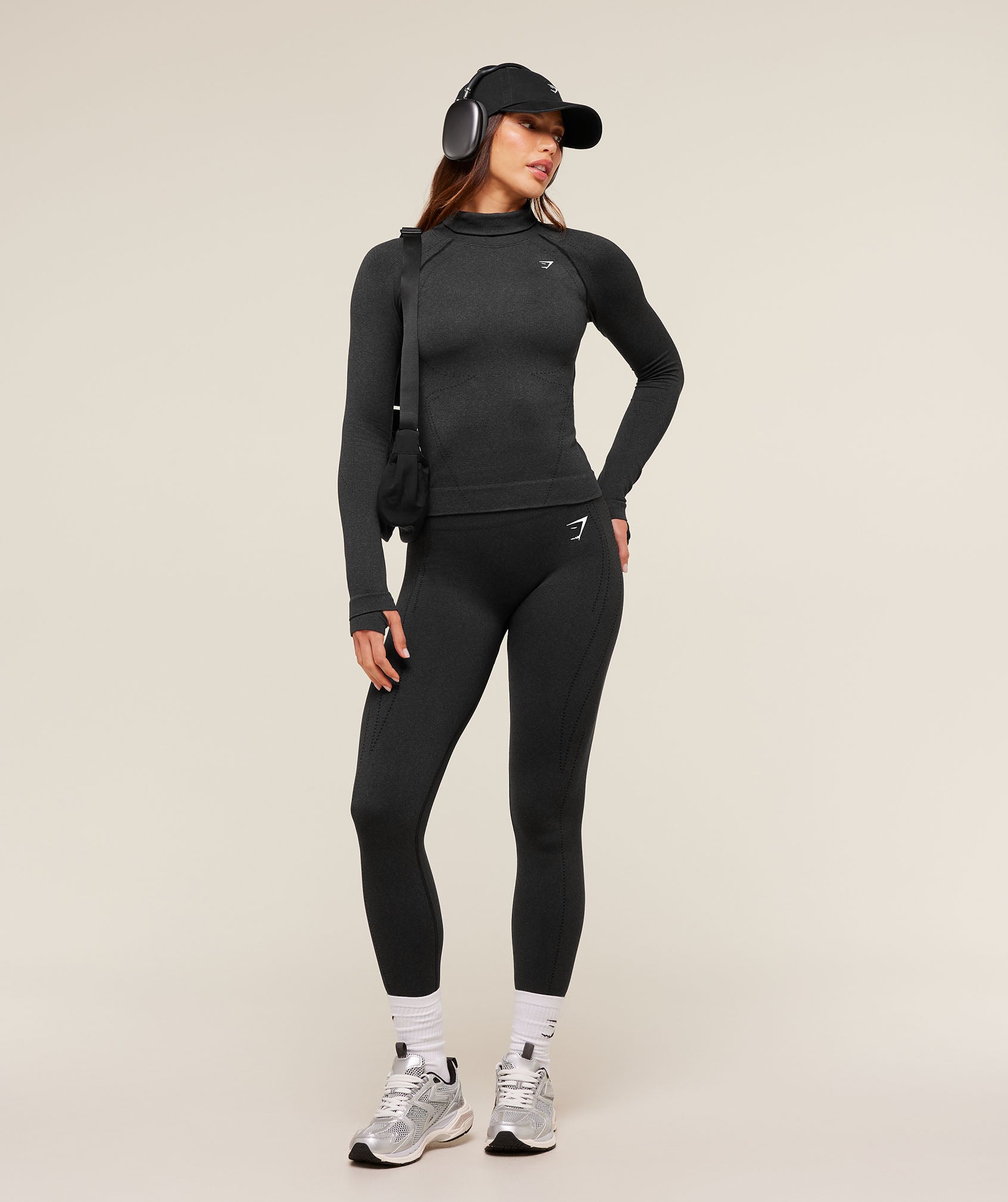 Women's Gymshark Vital Warm Leggings Black Marl