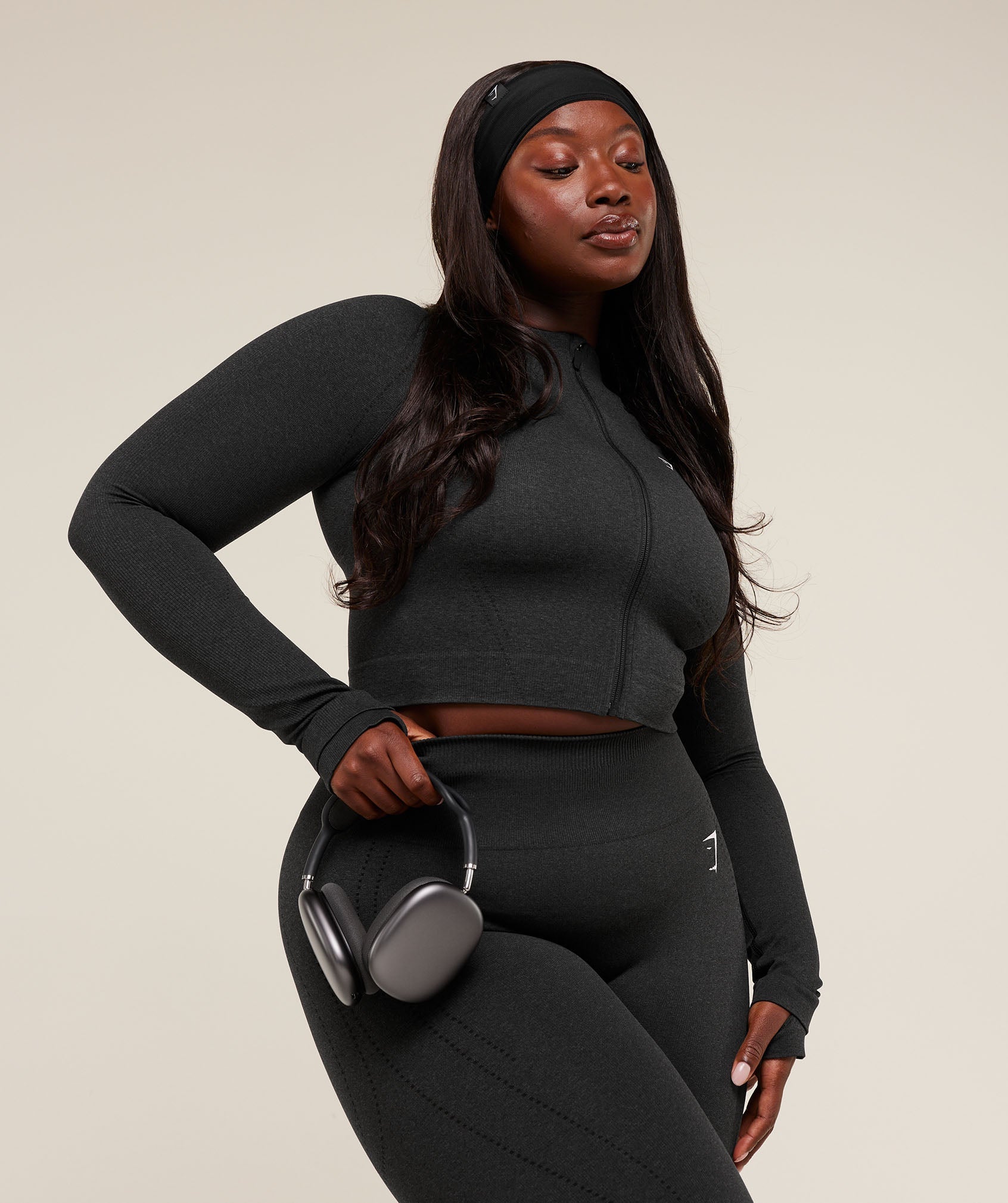 Women's Gymshark Vital Warm Jacket Black Marl