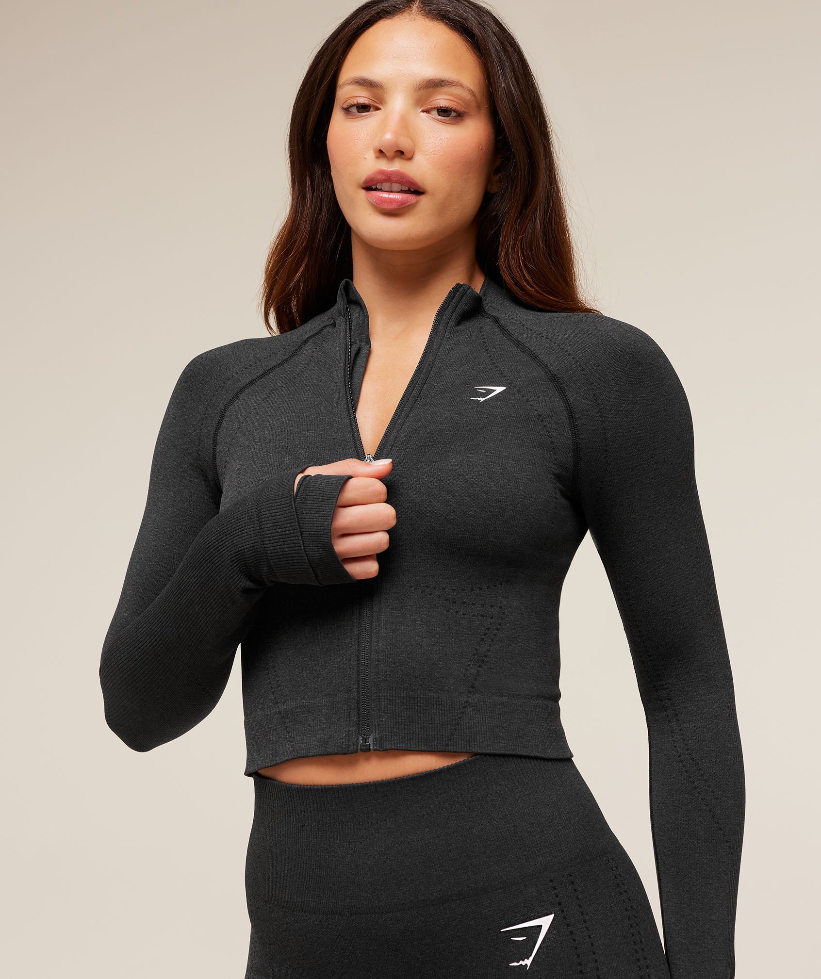 Women's Gymshark Vital Warm Jacket Black Marl