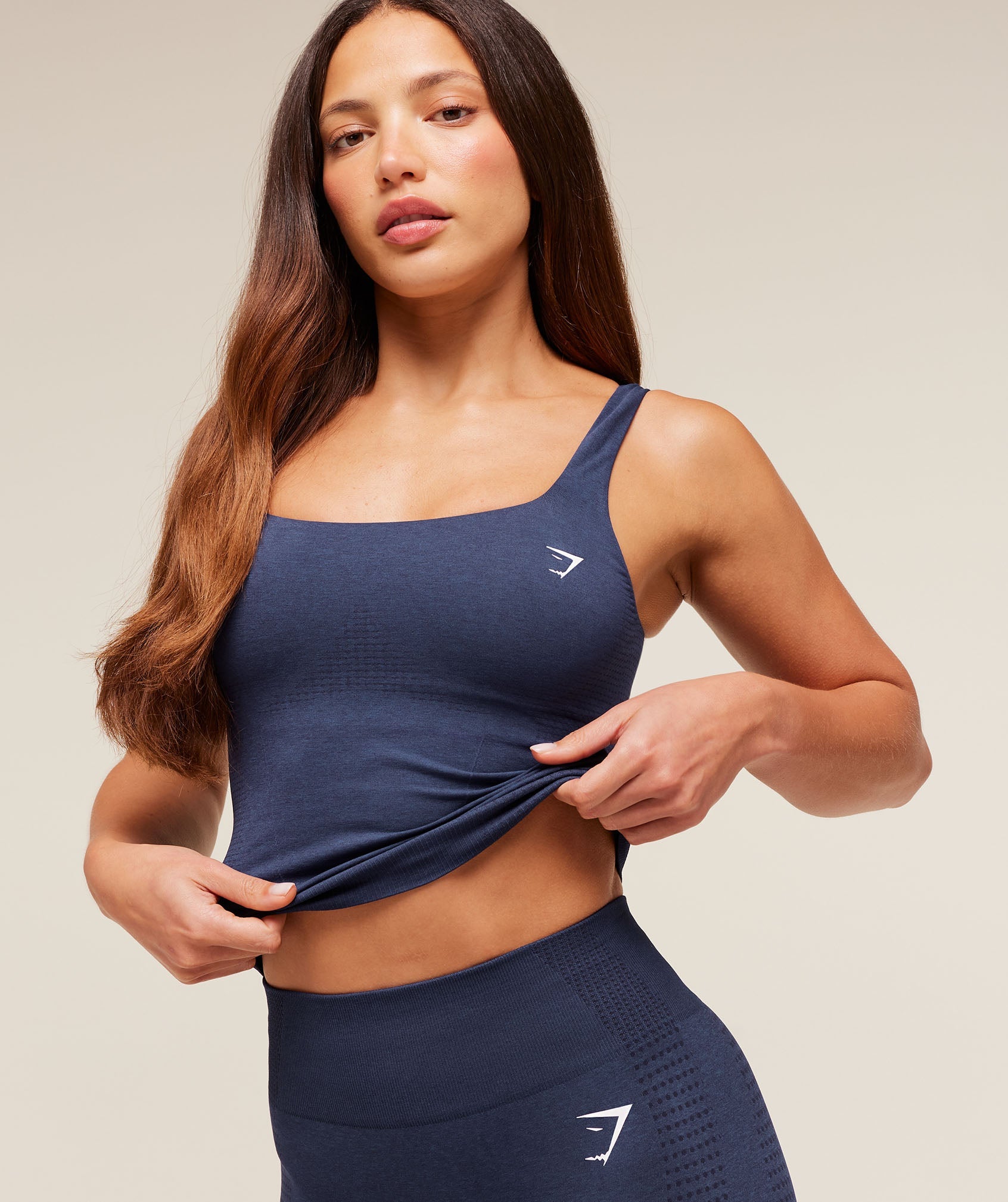 Women's Gymshark Vital Tank With Shelf Heavy Blue