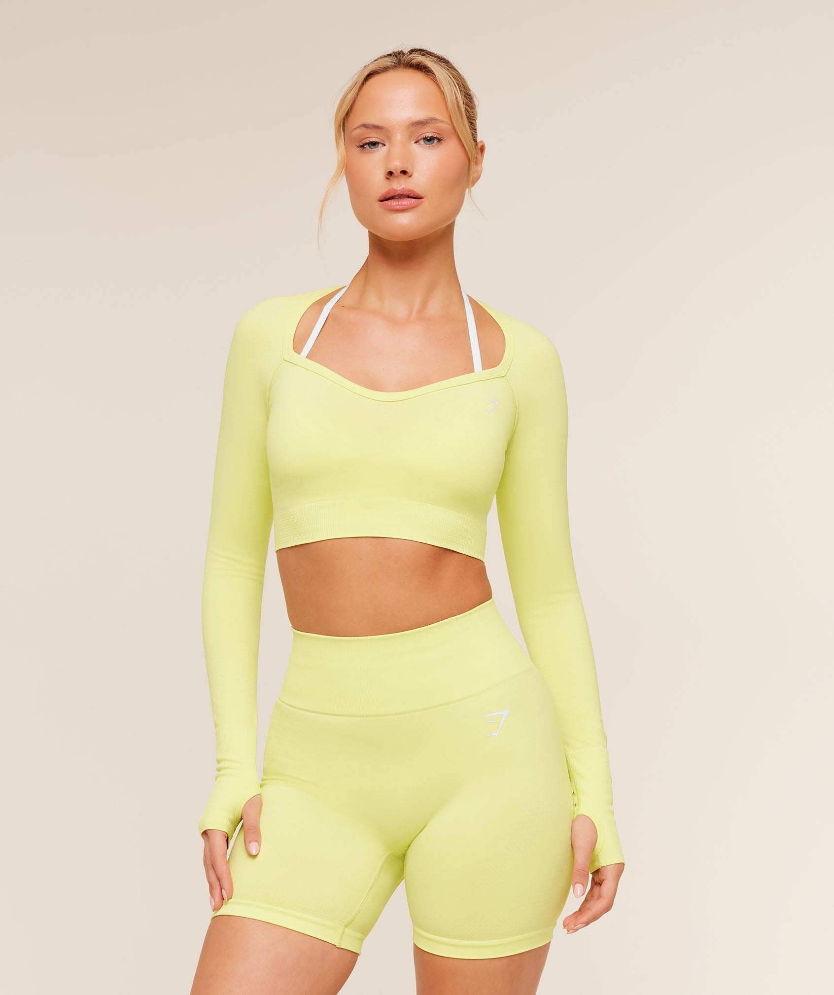 Women's Gymshark Vital Sweetheart Neck Crop Top Sorbet Yellow