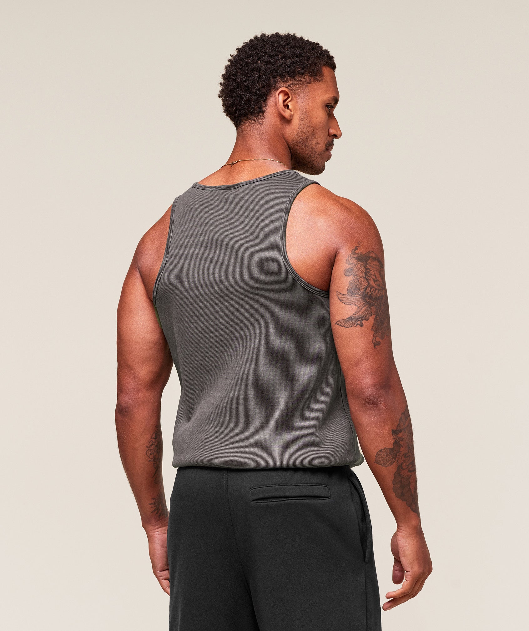 Gymshark Washed Premium Ribbed Tank Onyx Grey