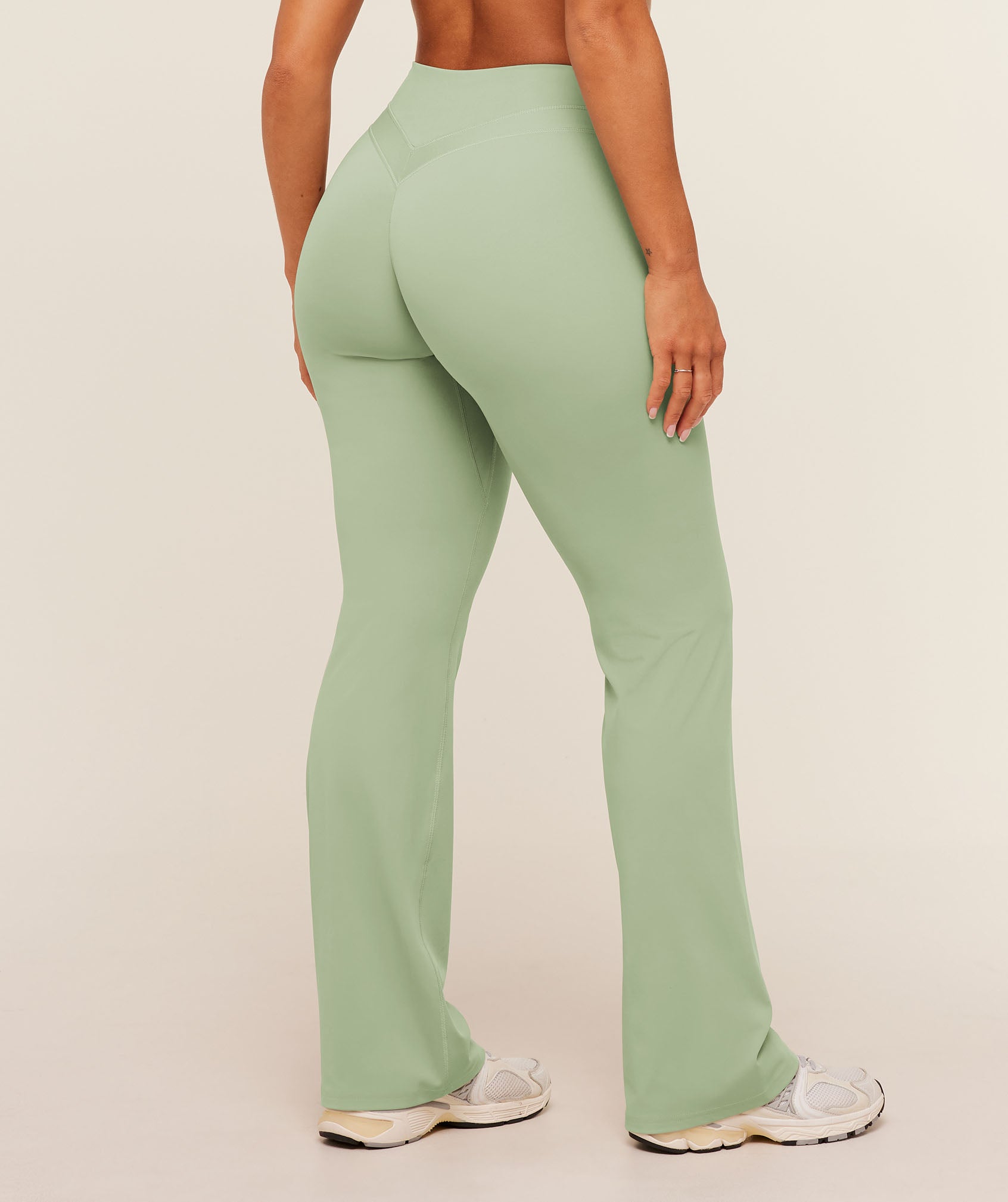Women's Gymshark Whitney Mid-High Rise Flared Leggings Haze Green
