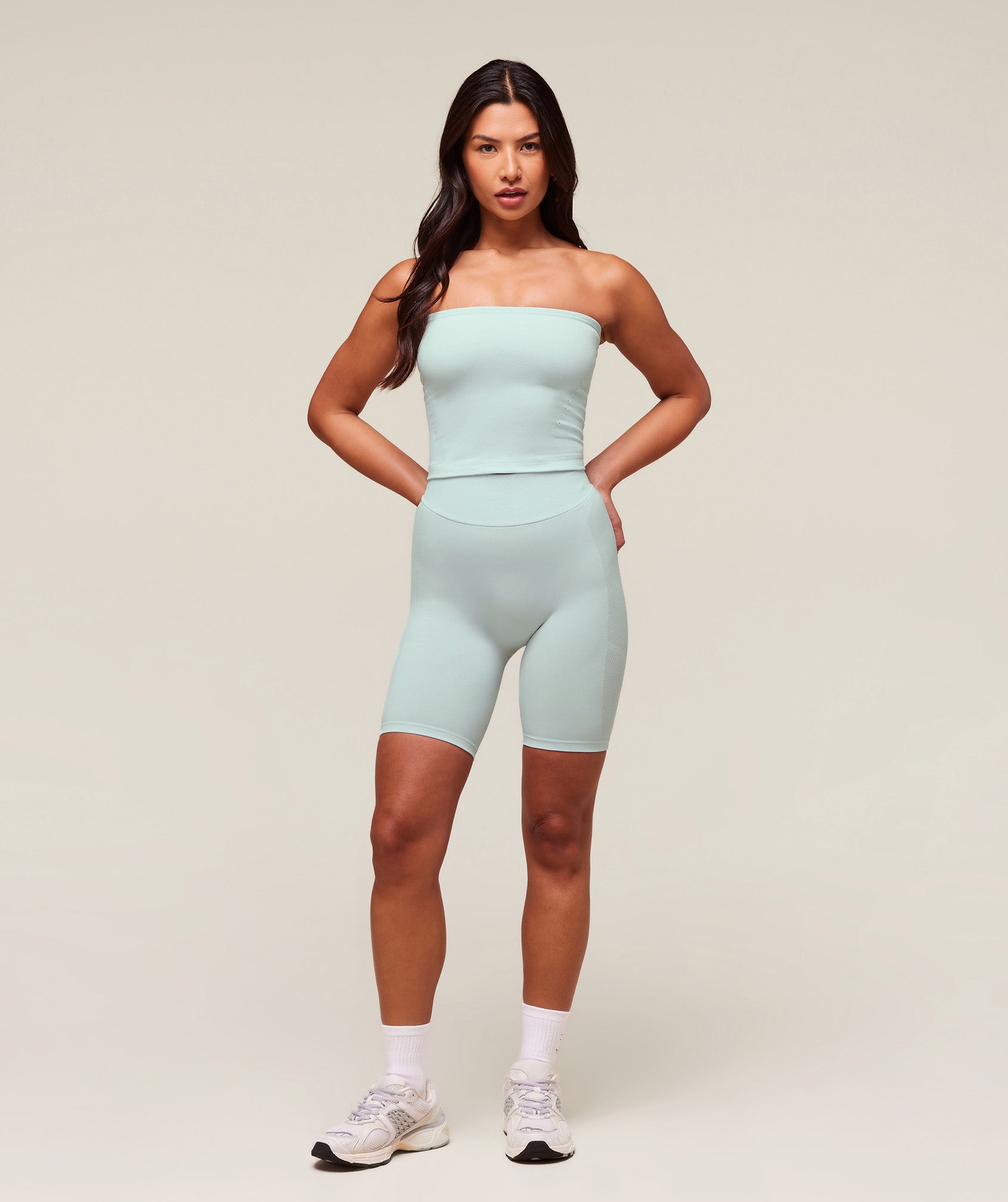 Women's Gymshark Everywear Warp Knit Cycling Shortss Frost Blue